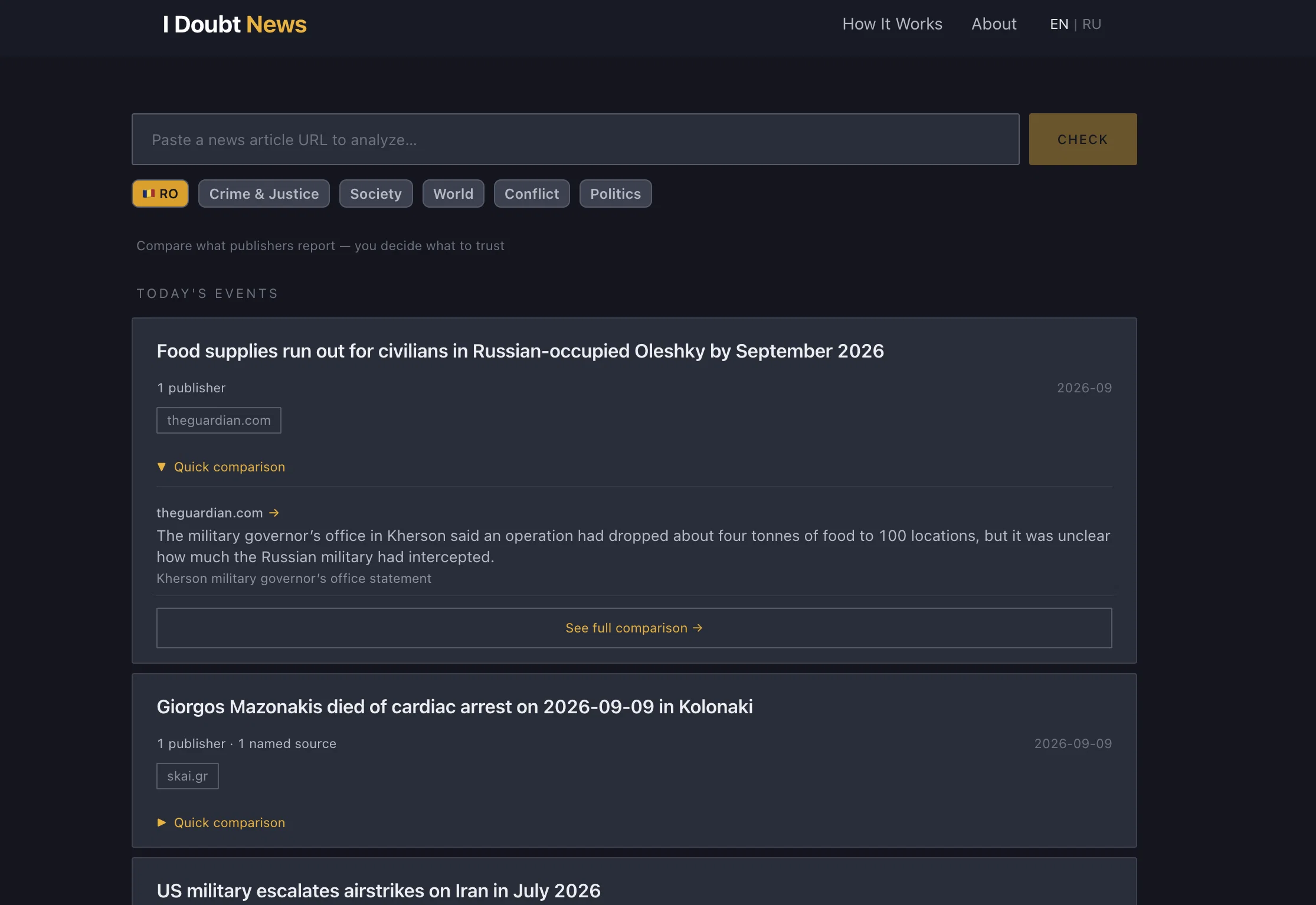 I Doubt News website