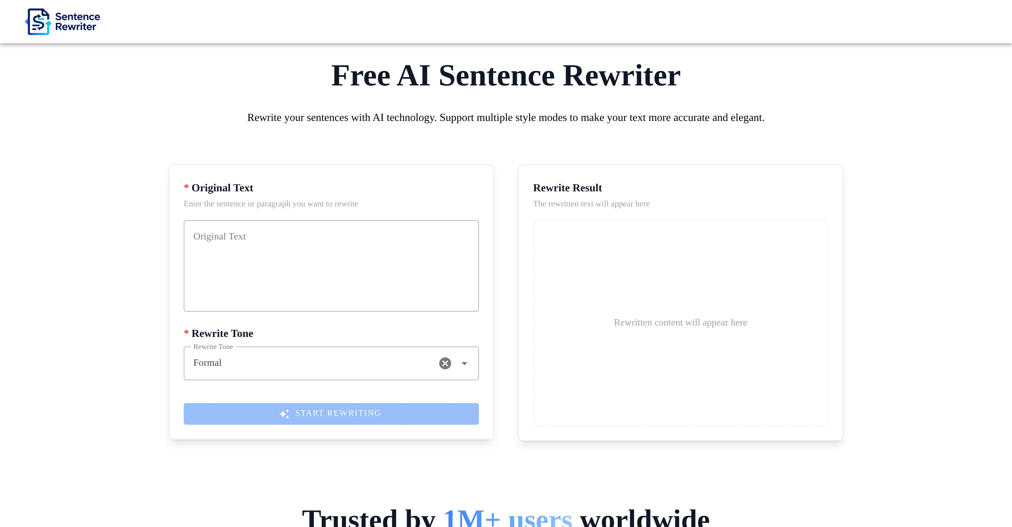 Sentence Rewriter.cc website