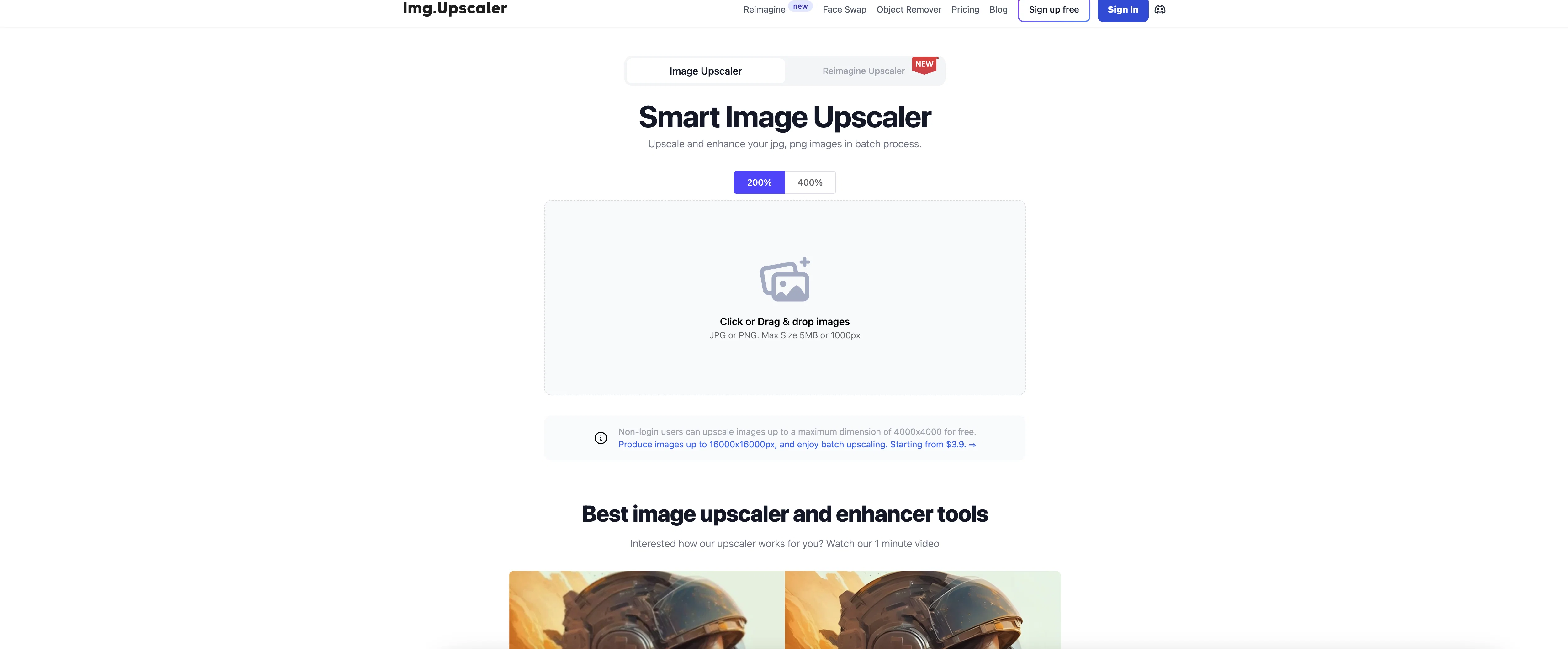 Img Upscaler website
