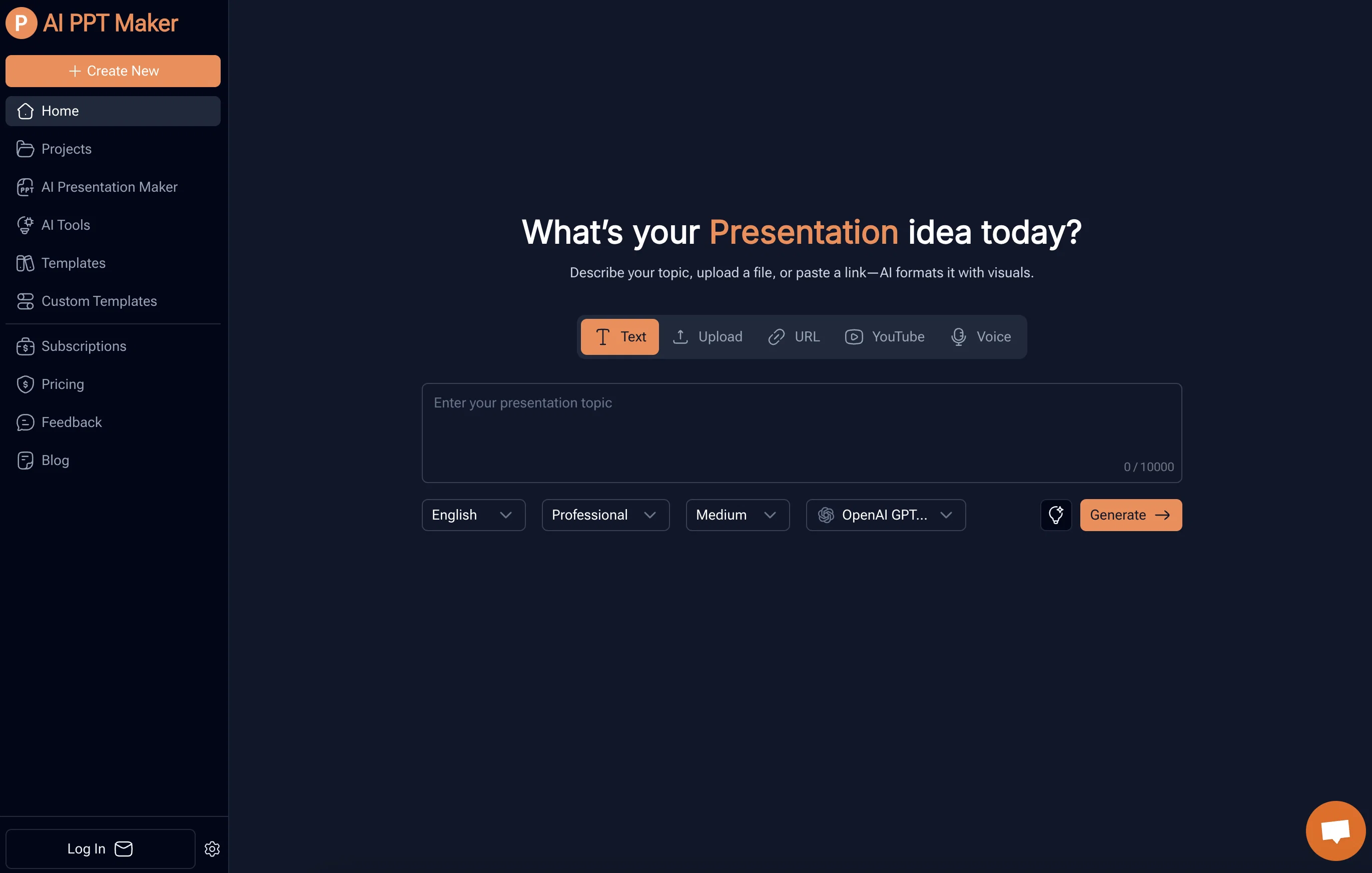 AI PPT Maker website