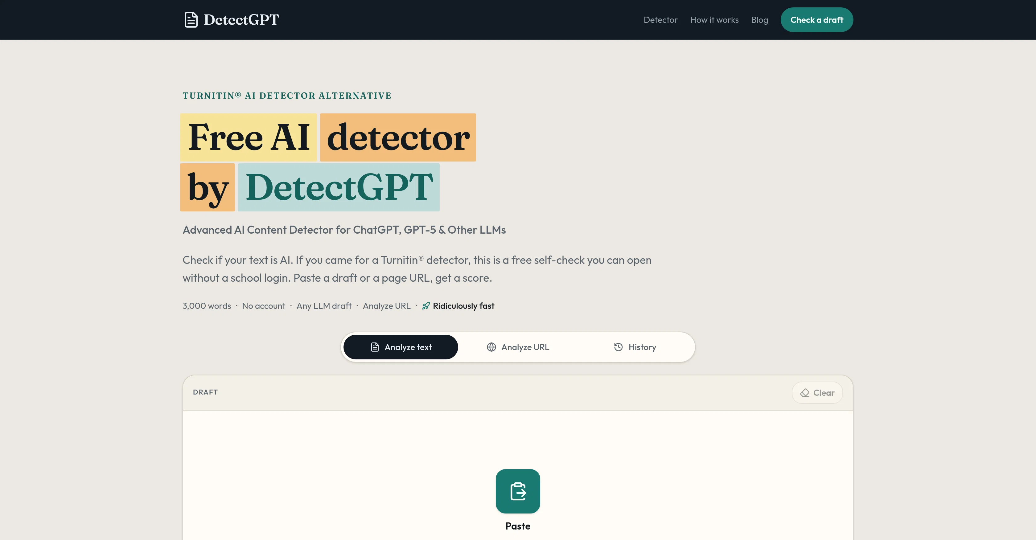 DetectGPT website