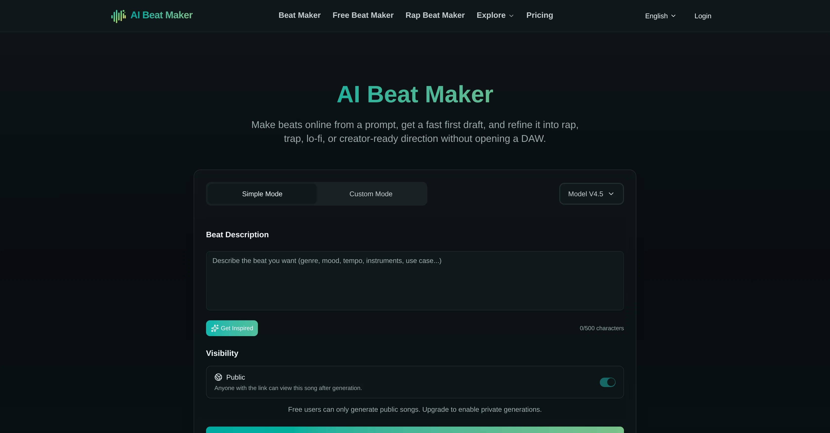 AI Beat Maker.ai website