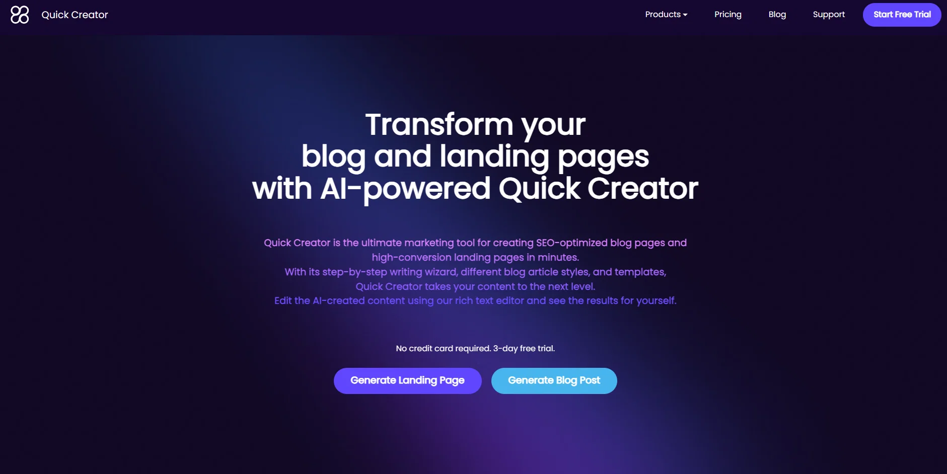 Quick Creator website