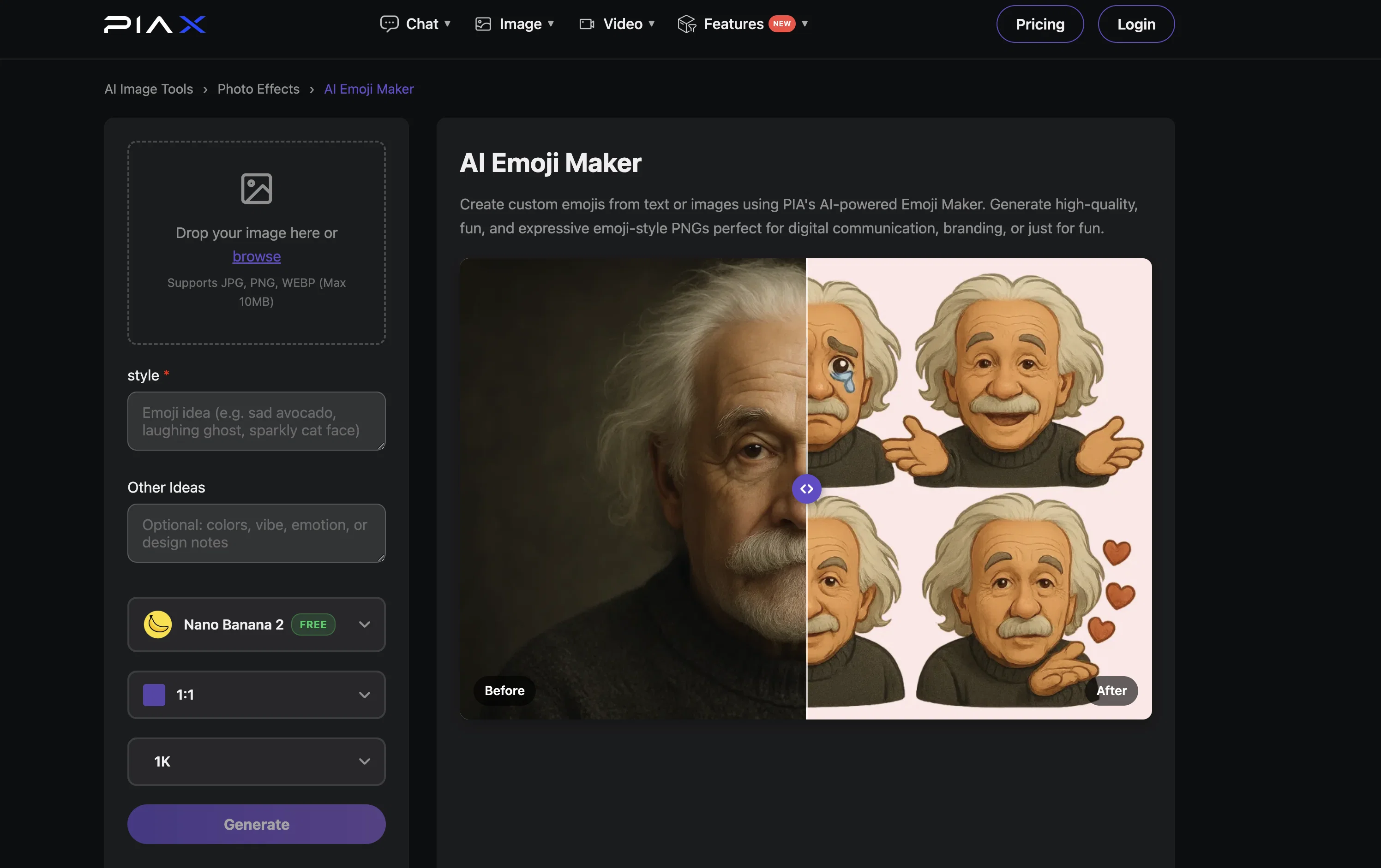 Piax Emoji Maker website
