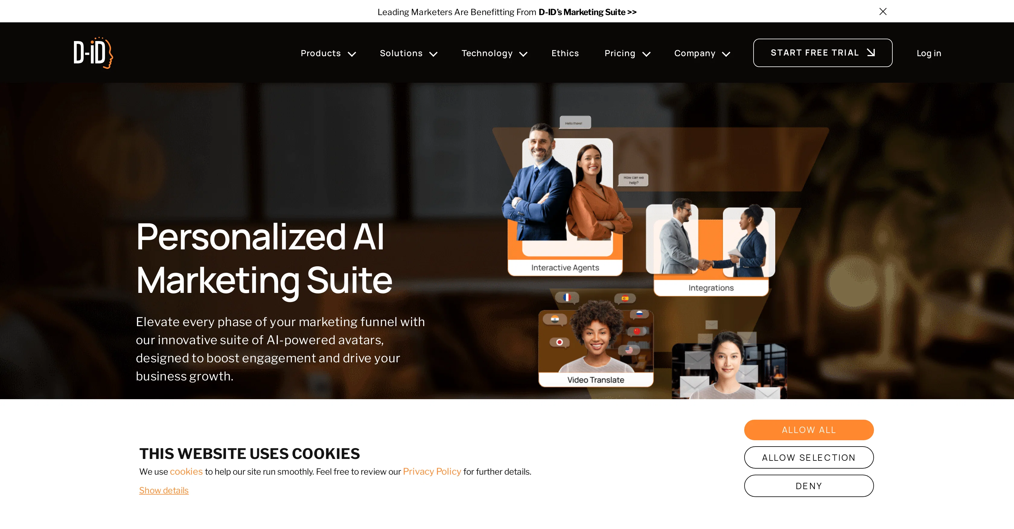 D-ID AI Marketing Suite website