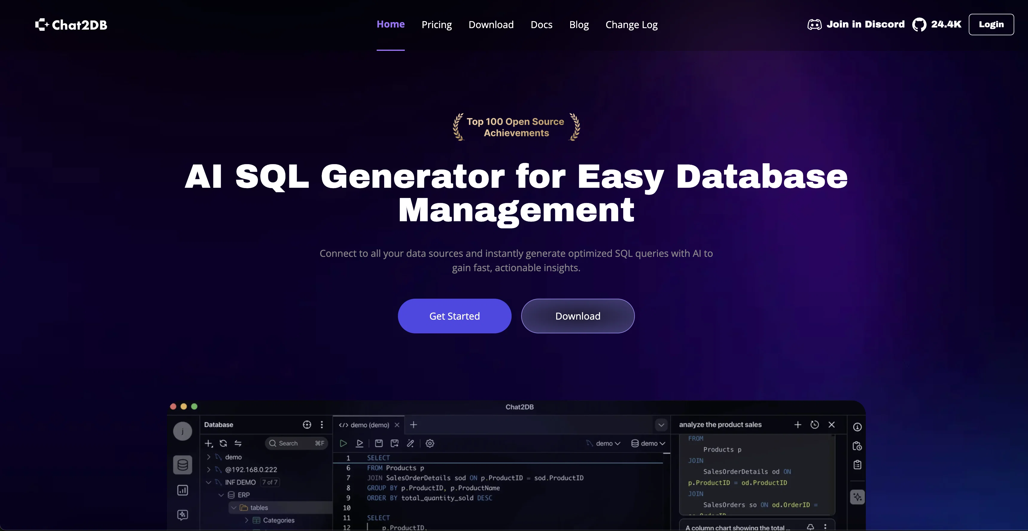 Chat2DB website