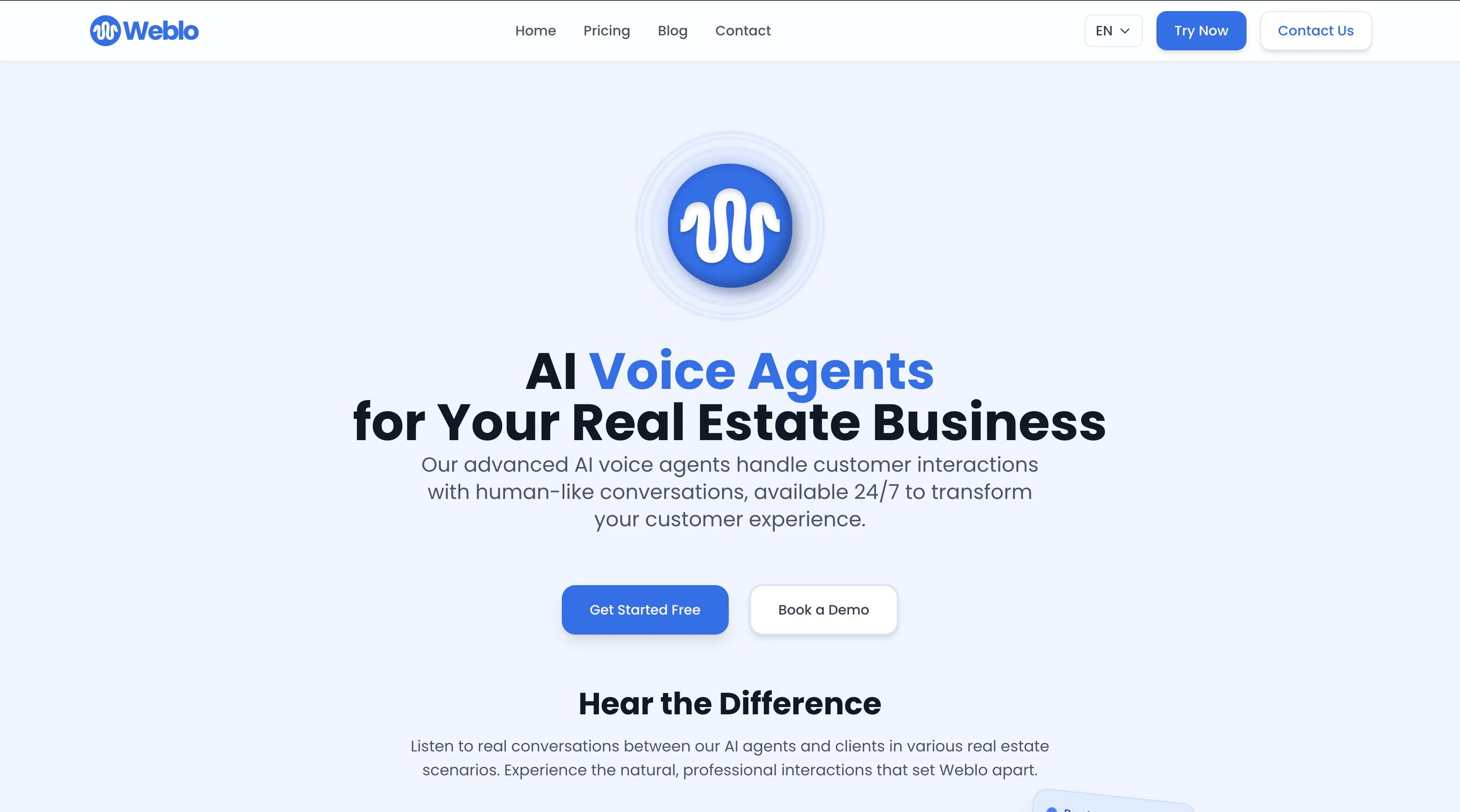 Weblo AI website