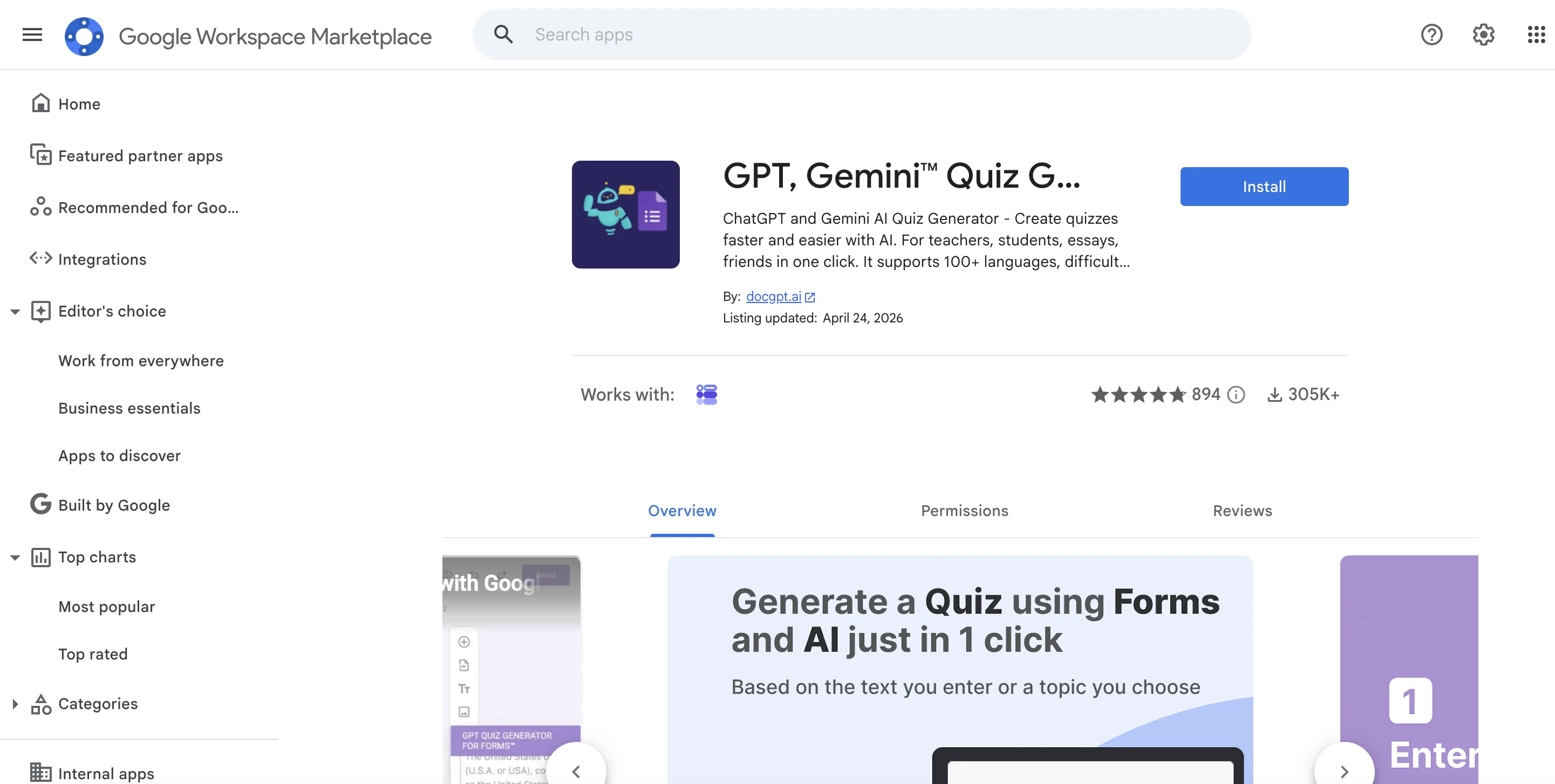 GPT Quiz Maker website
