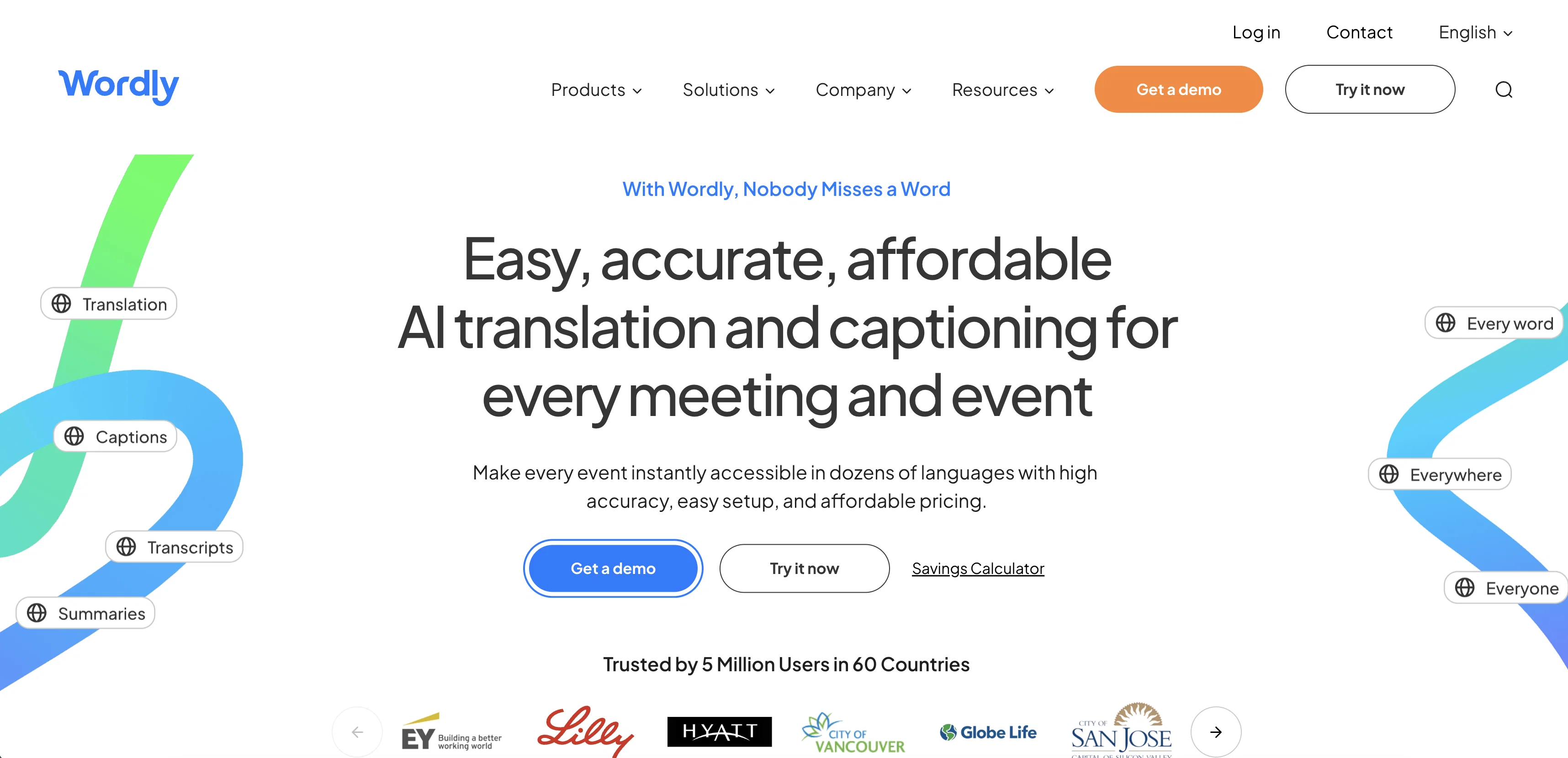 Wordly AI Translation website