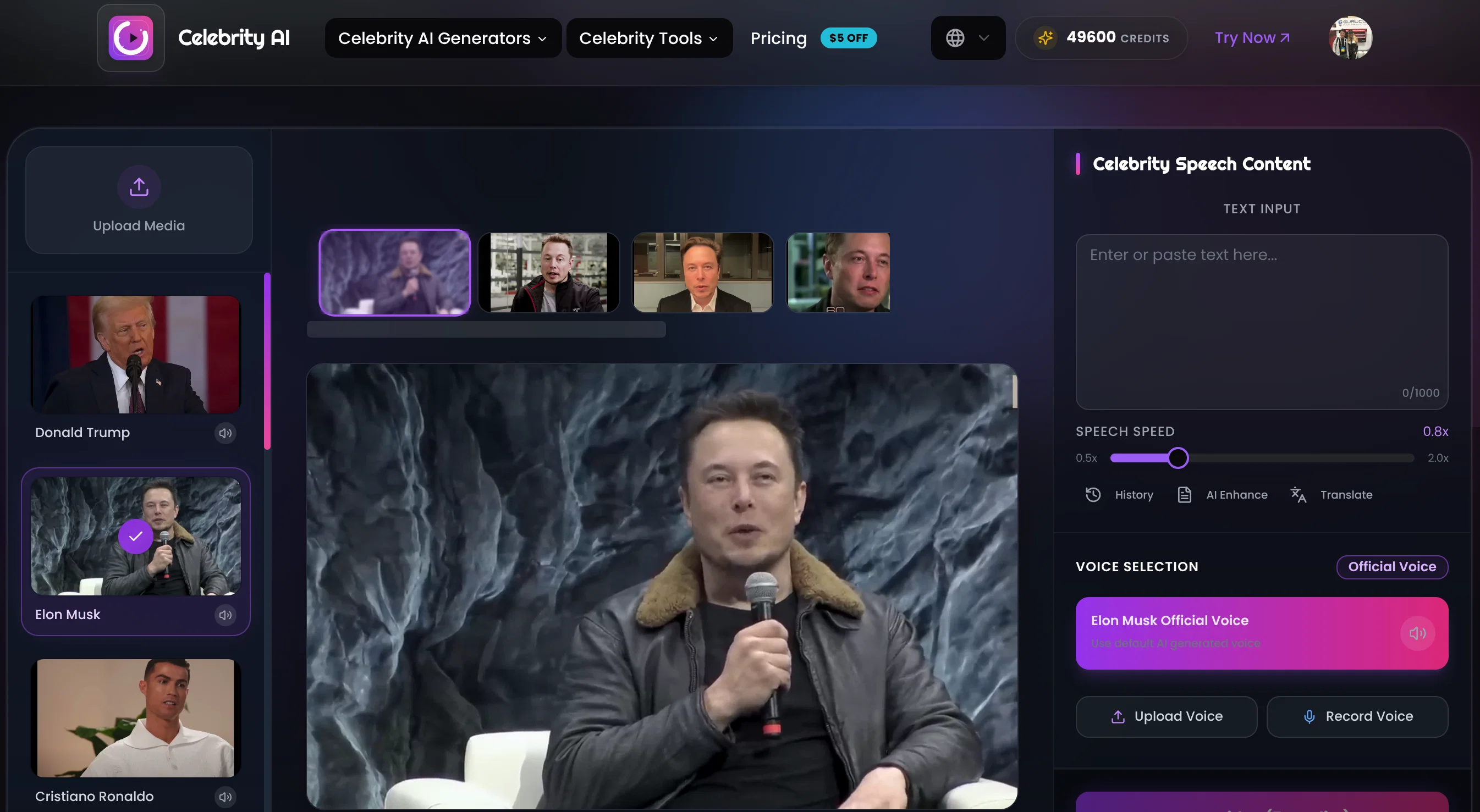 CelebrityAI website