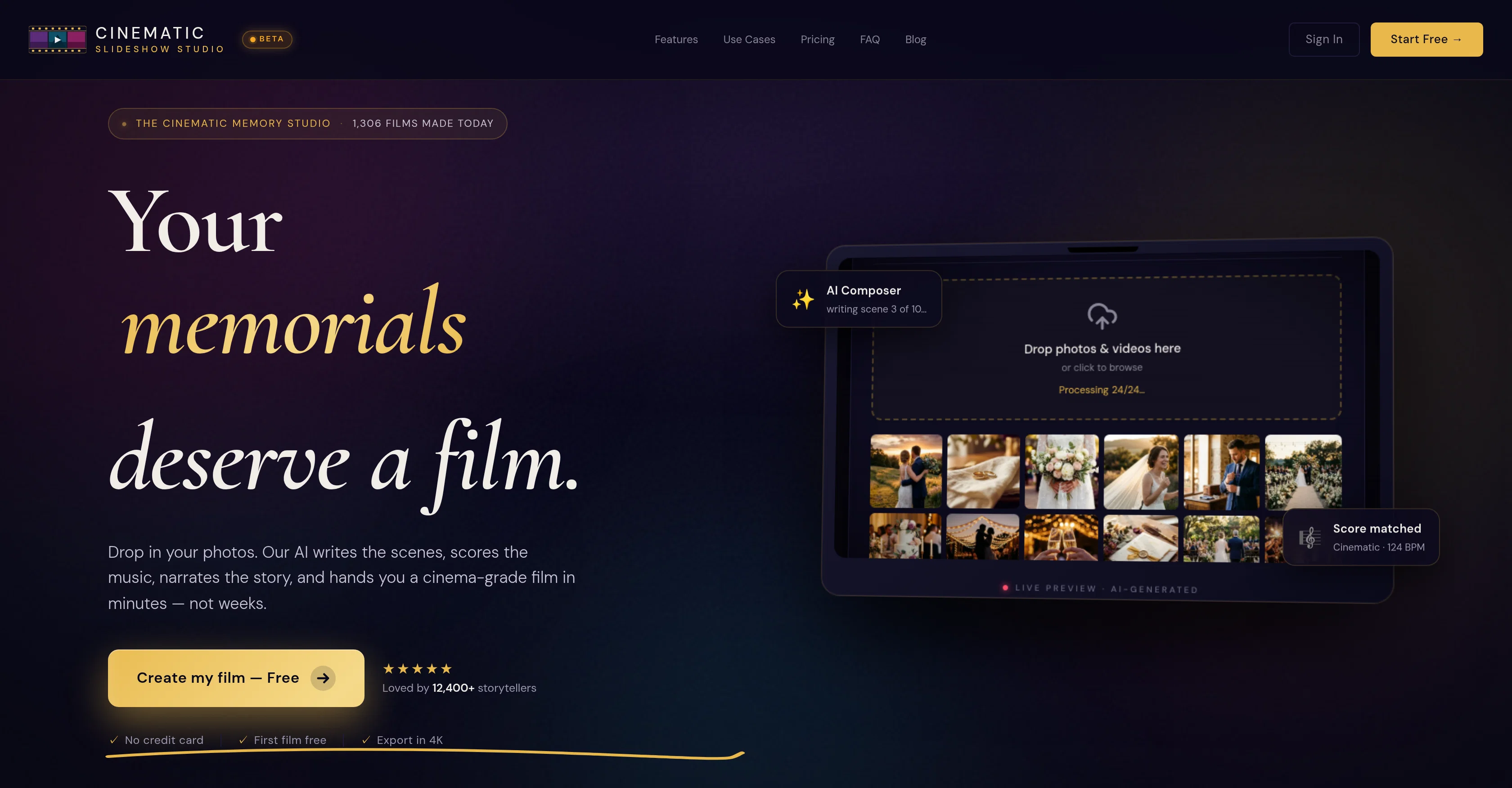 Cinematic Slideshow Studio website
