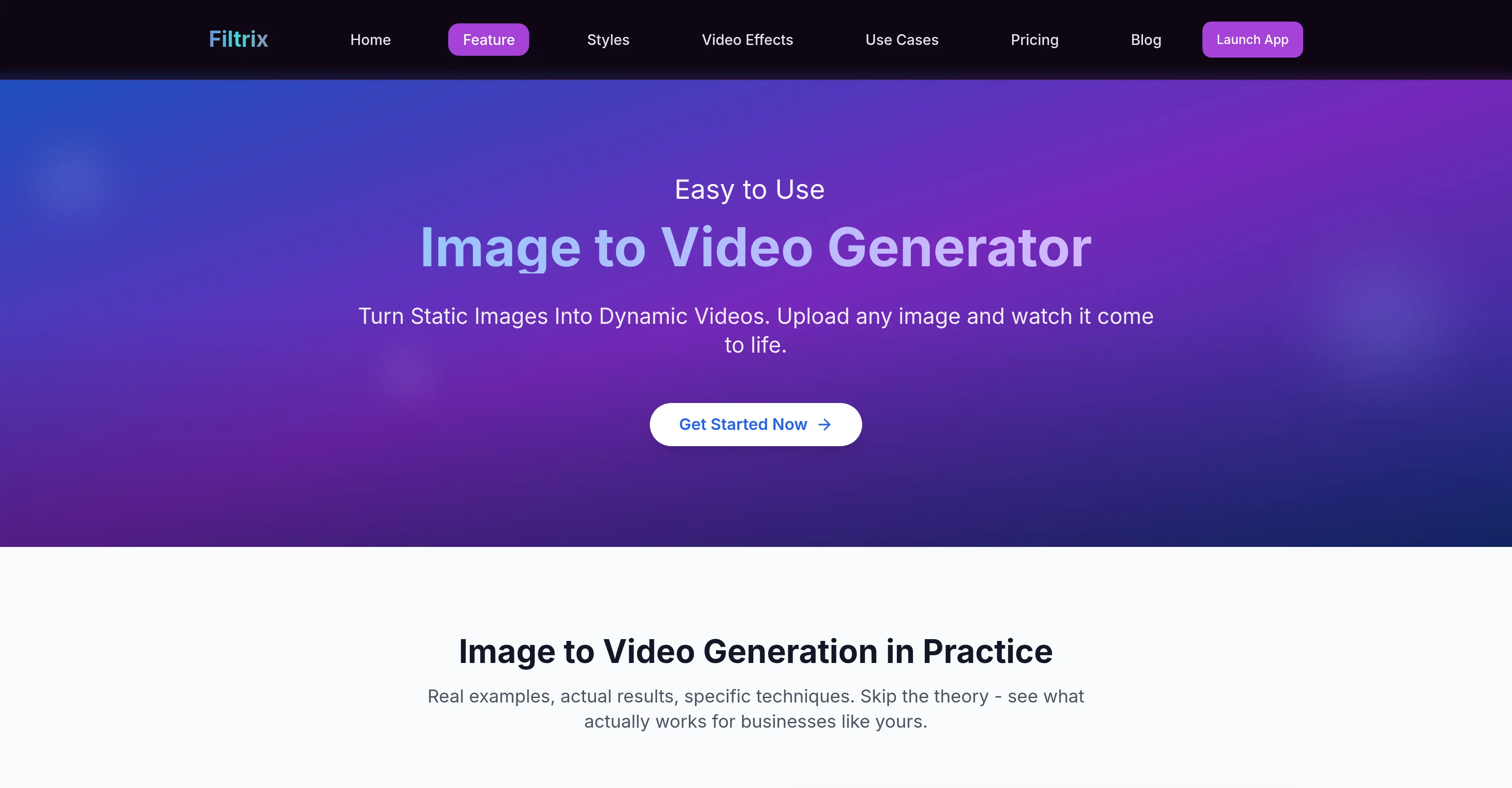 Filtrix | Image to Video website