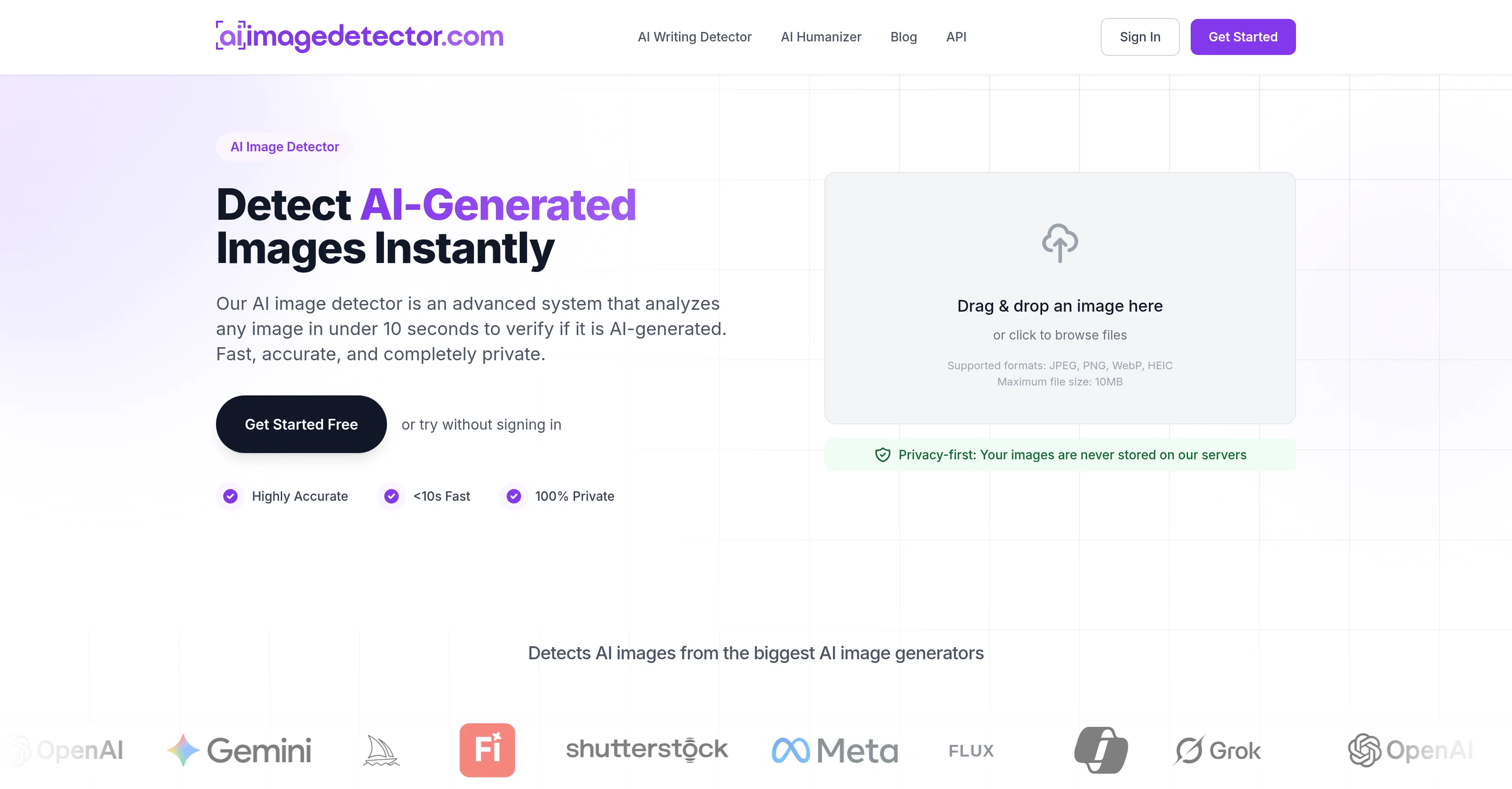 AI Image Detector website