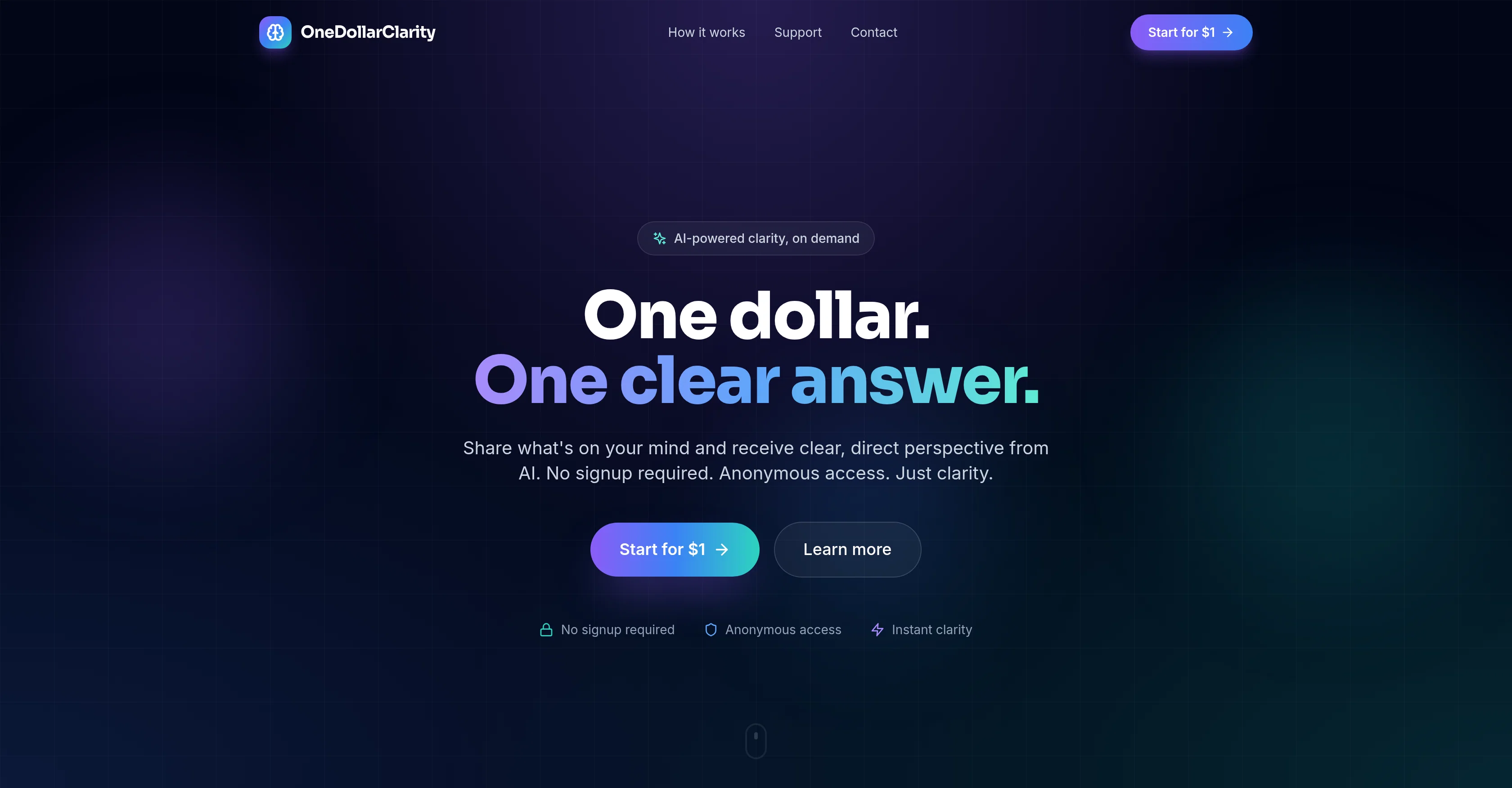 OneDollarClarity website