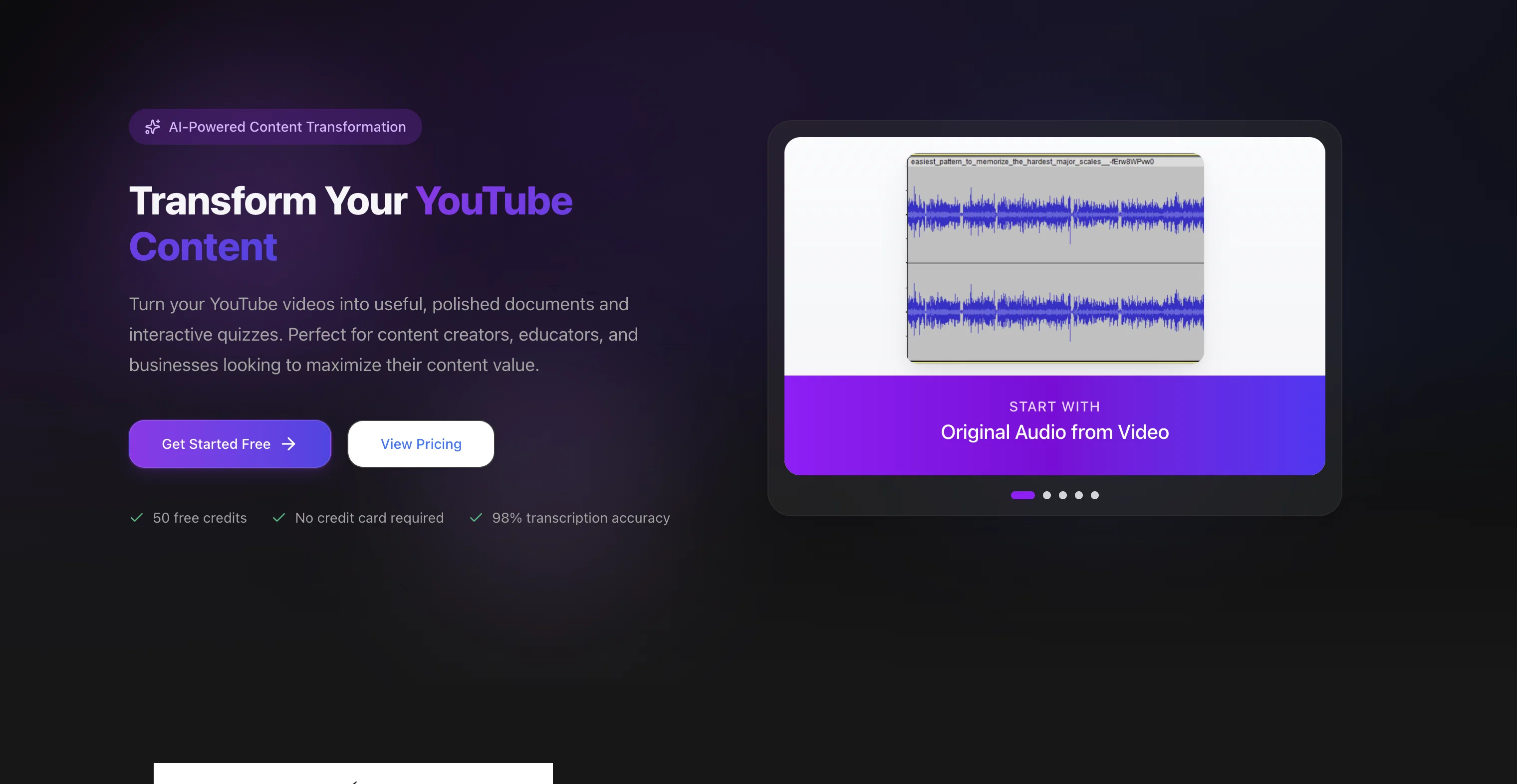 YouTube Transcript Optimizer website