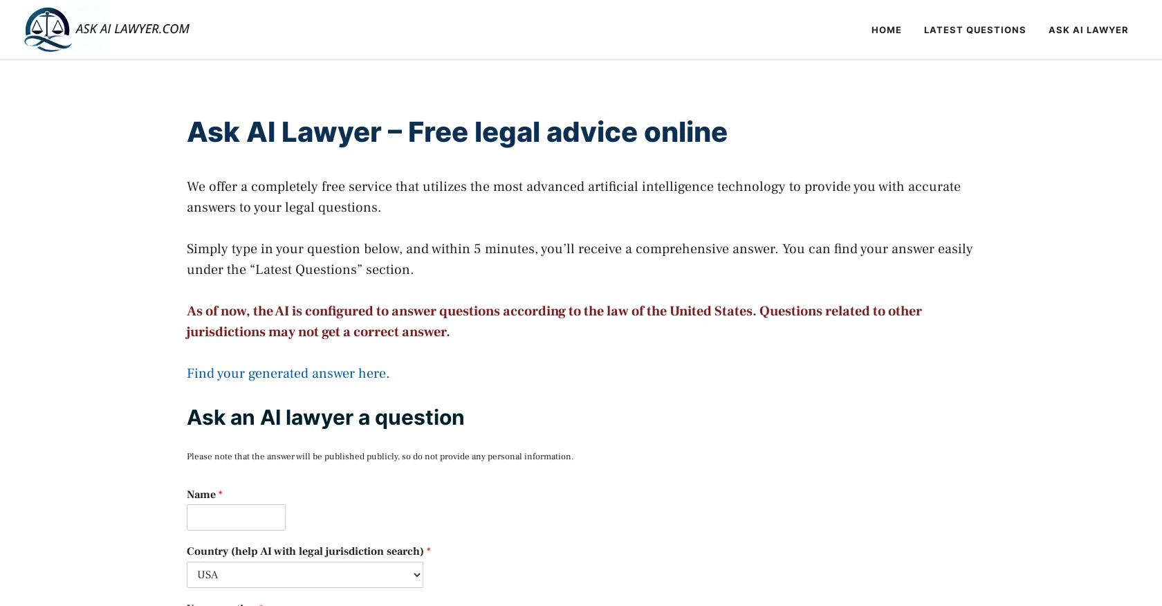 Askailawyer website