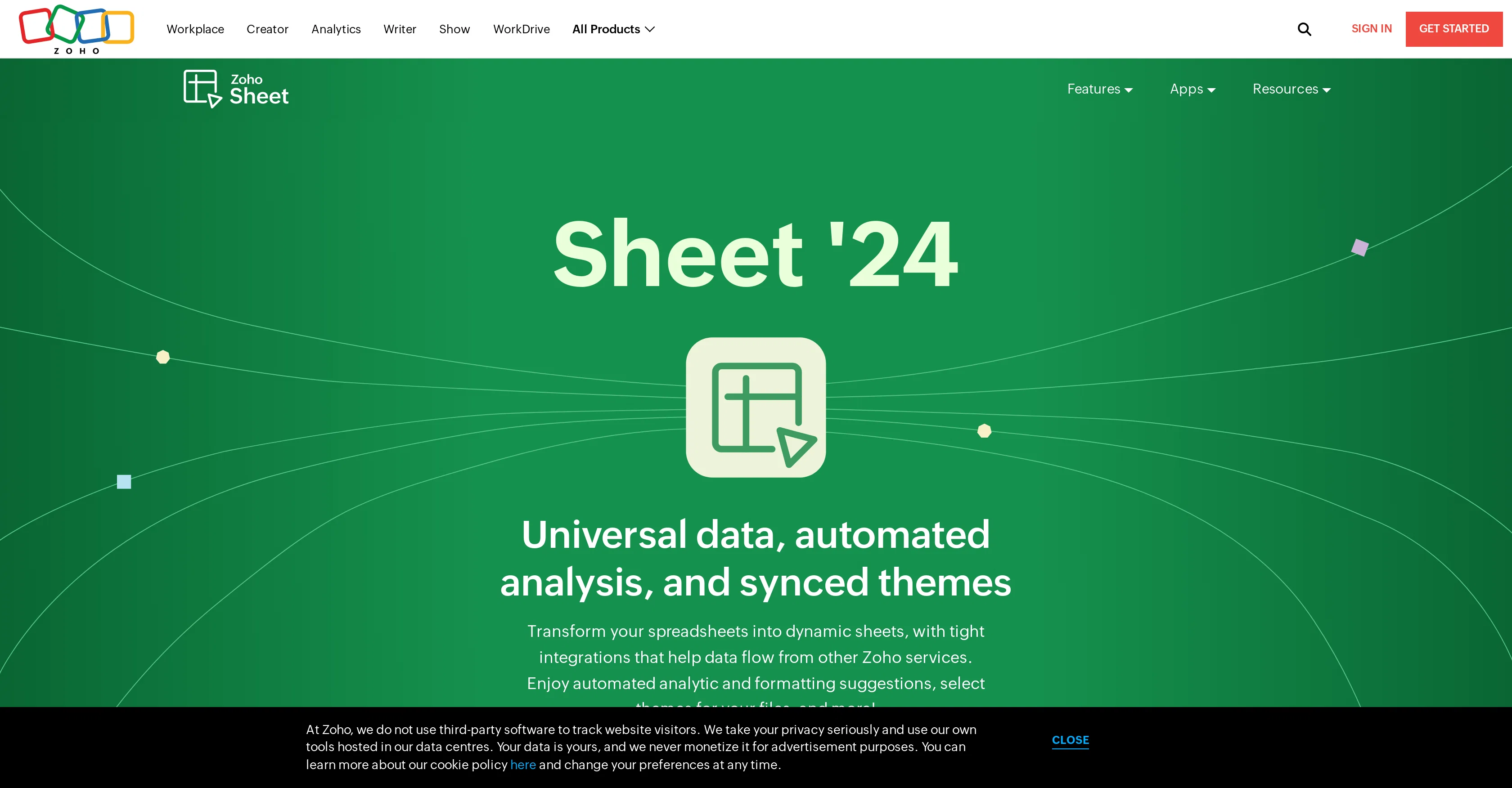 Zoho Sheet website