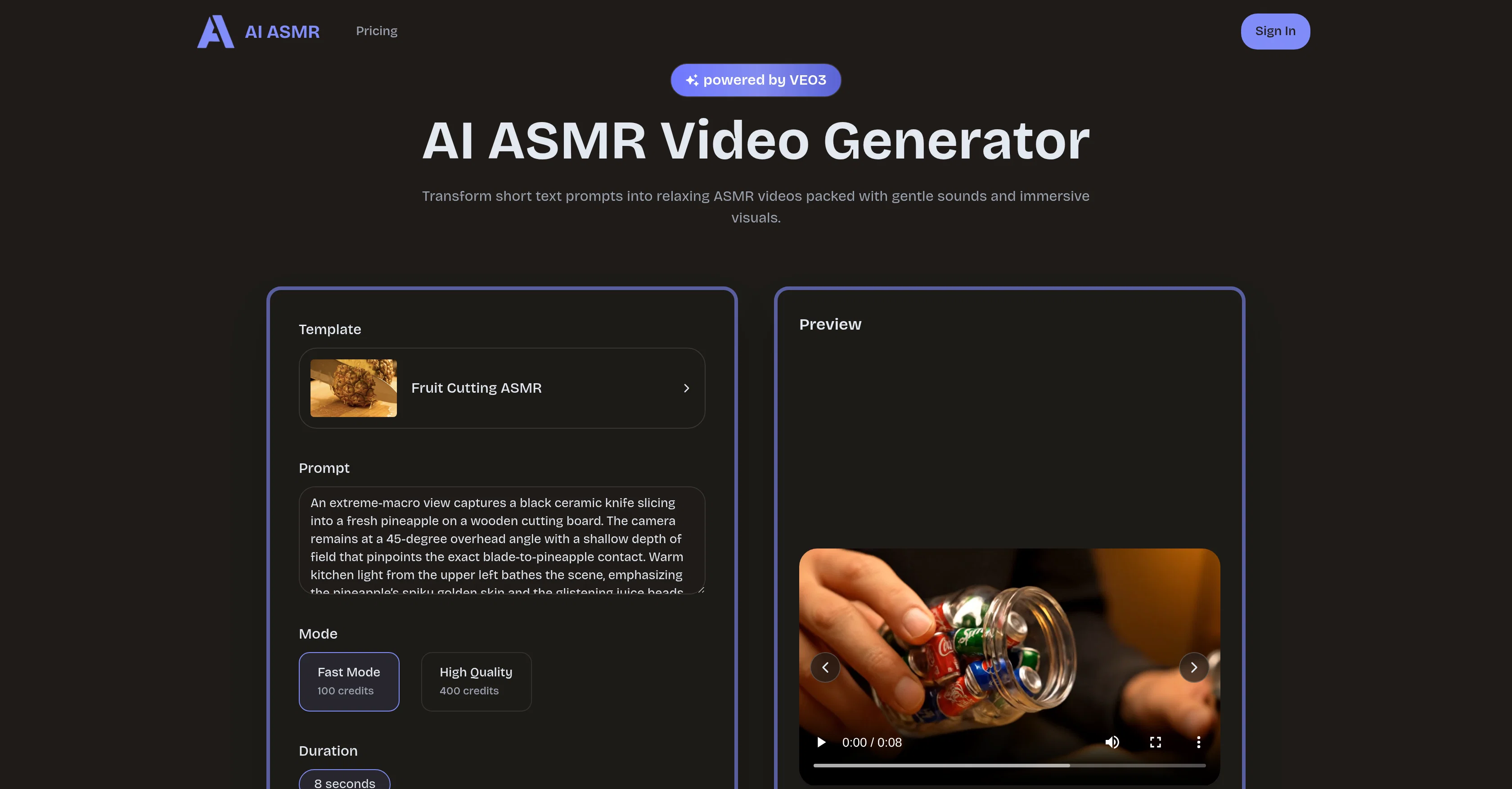 AI-ASMR.io website
