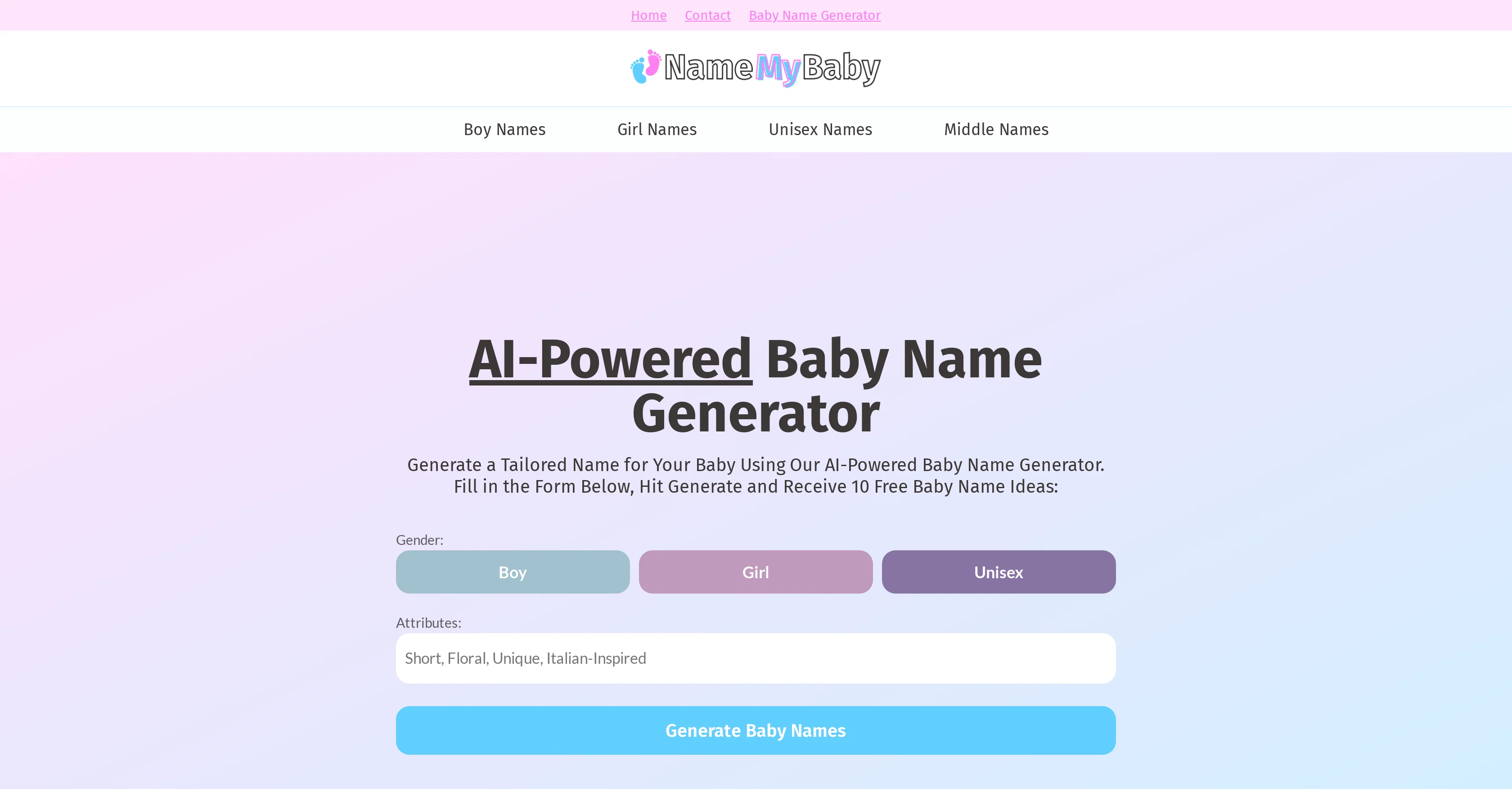 Name My Baby website