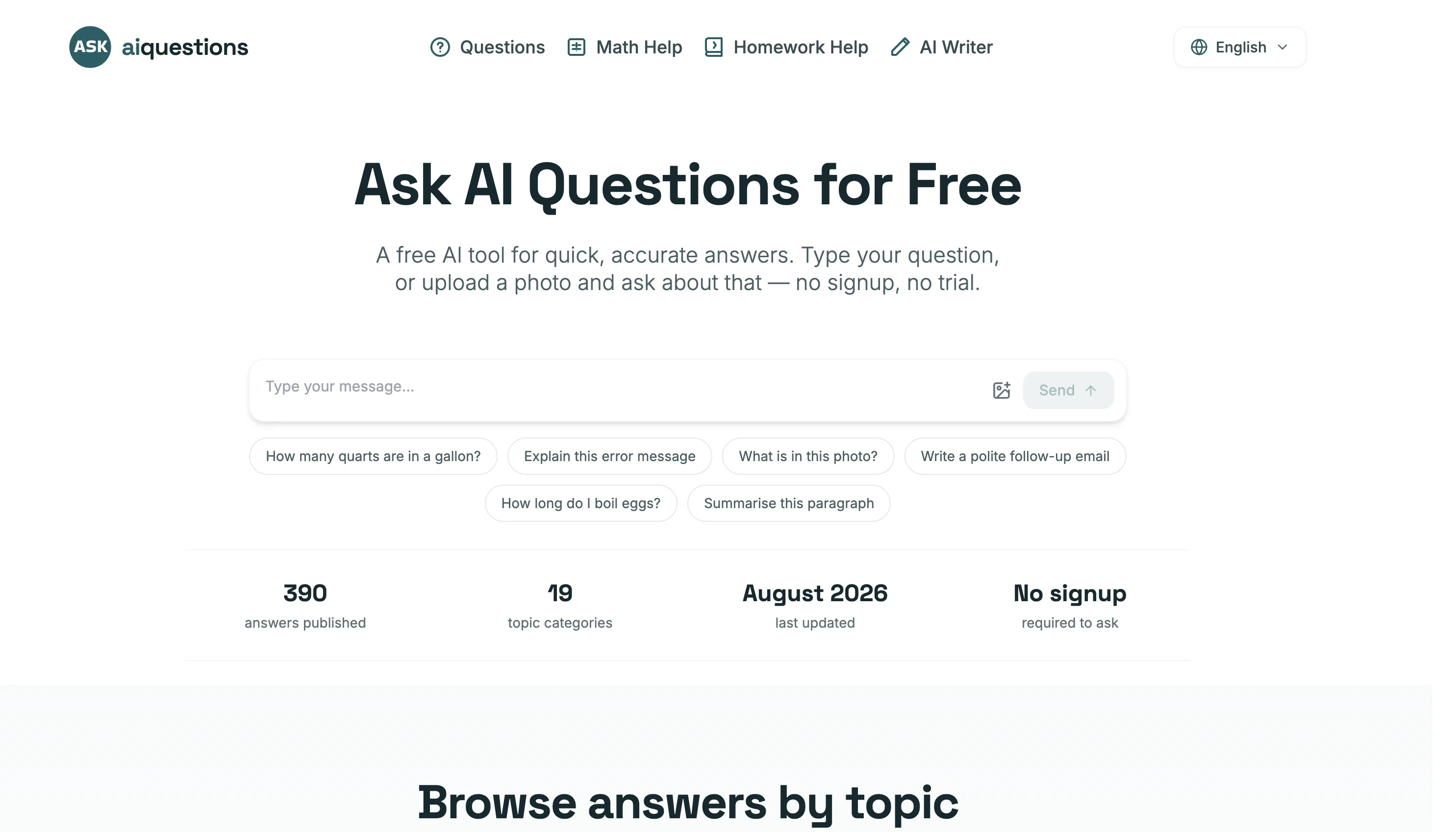 Ask AI Questions website