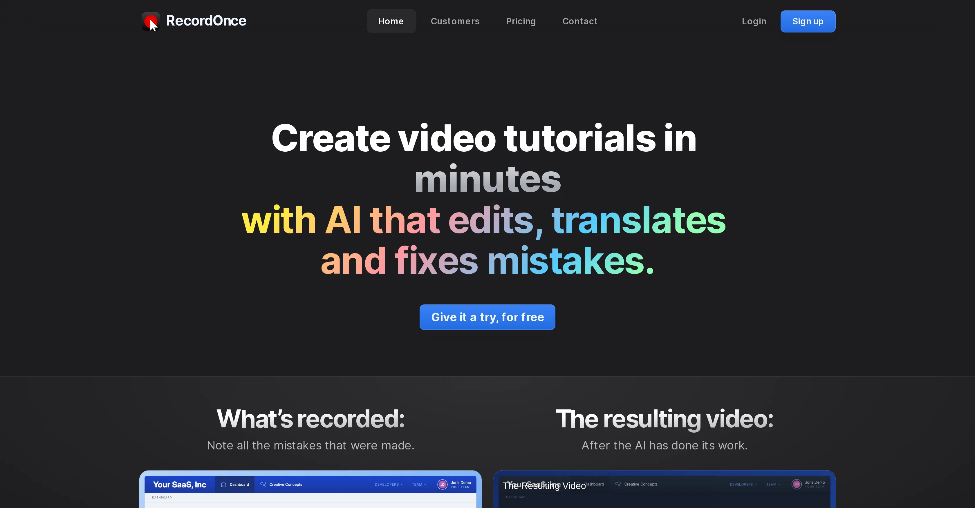 Record Once website