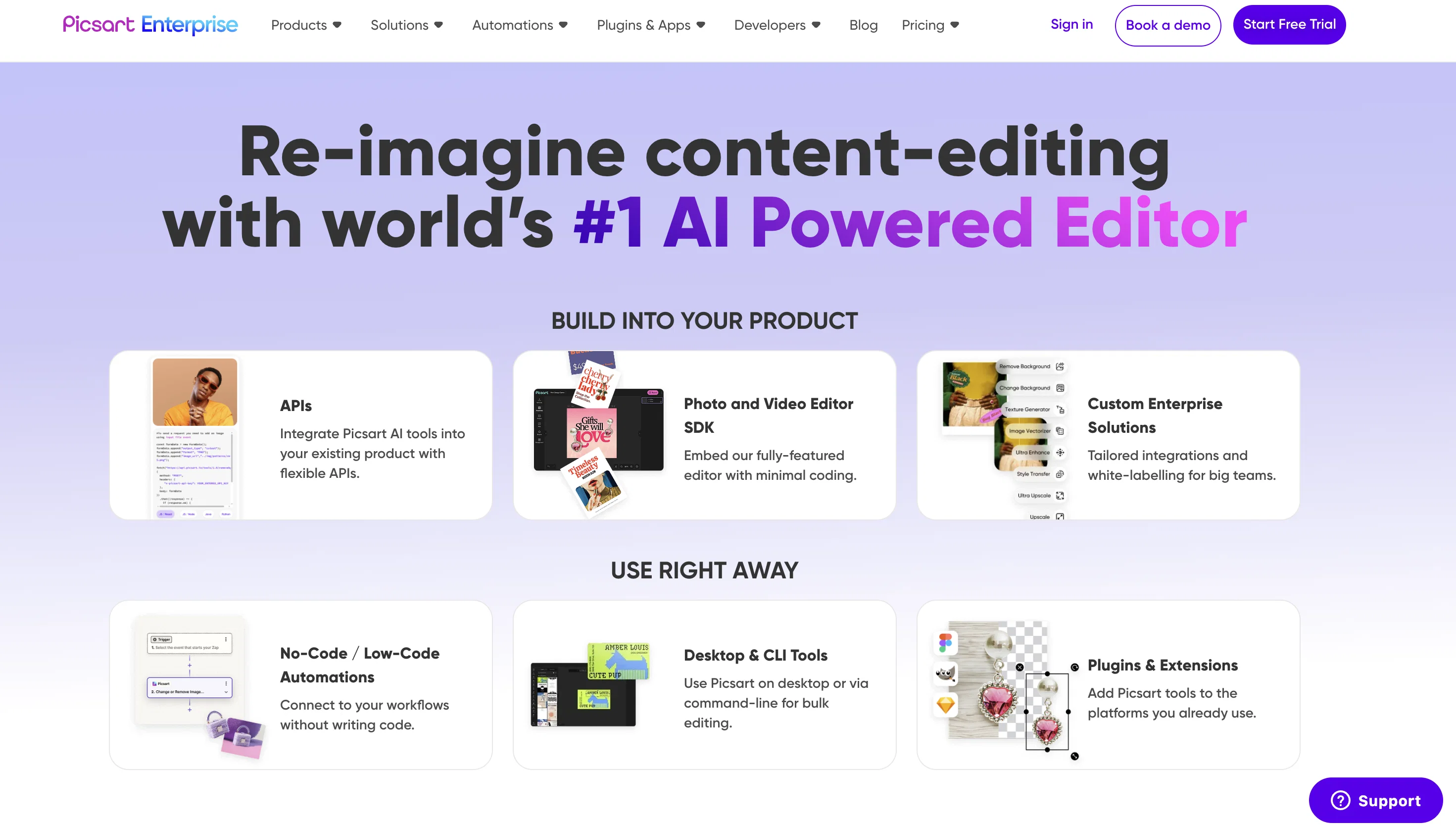 Creative APIs by Picsart website