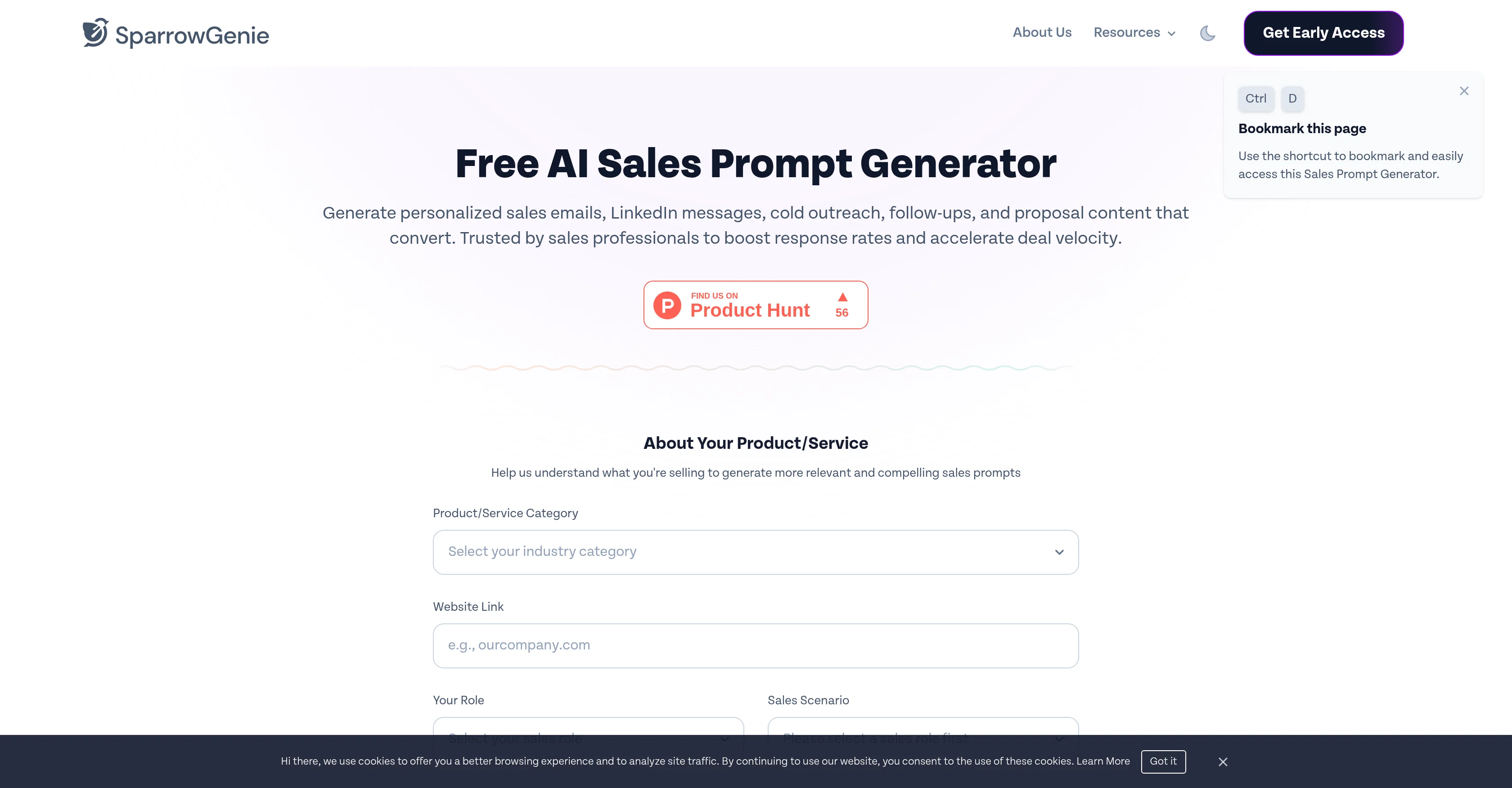 SparrowGenie website