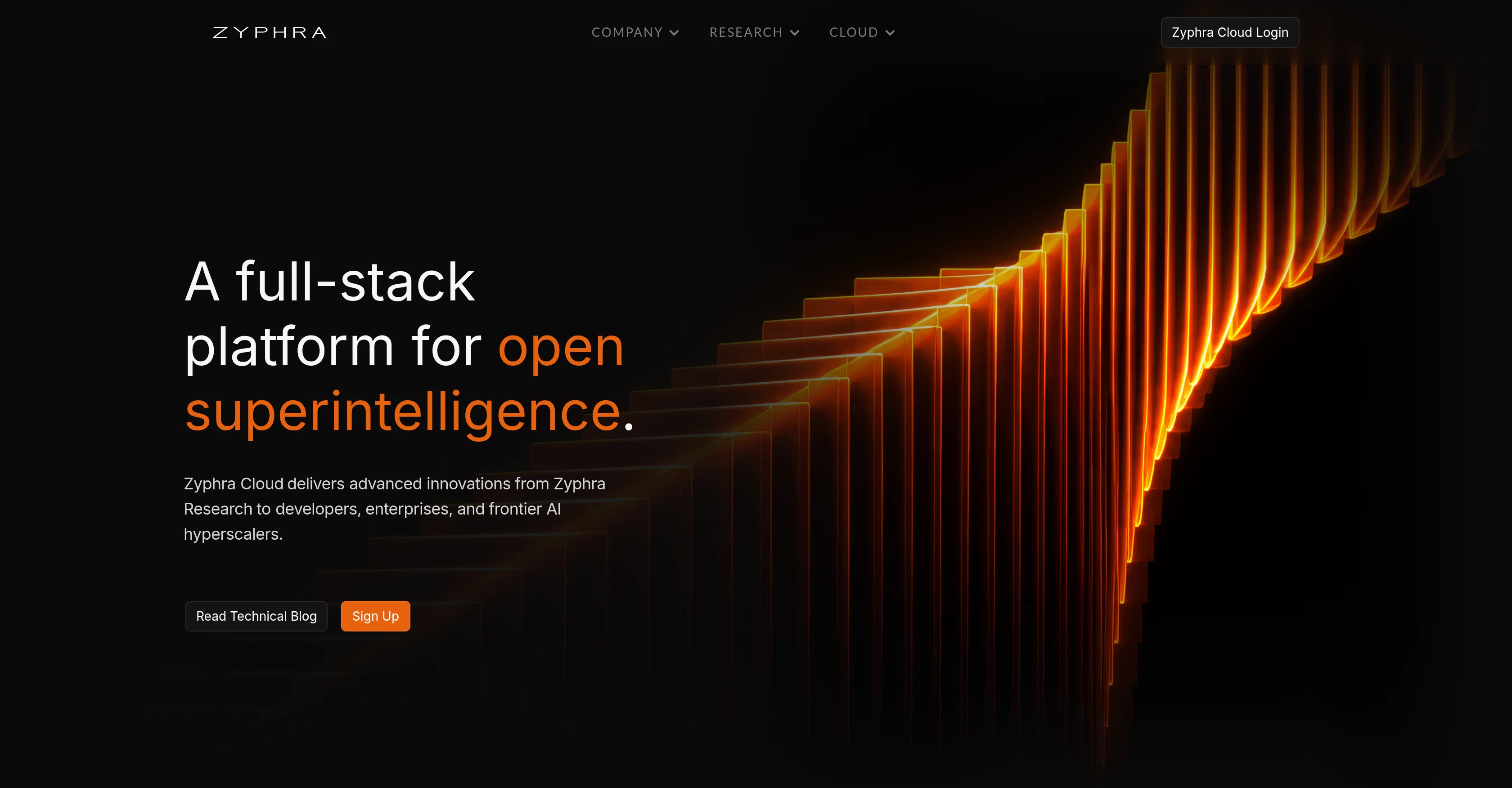 Zyphra Cloud website