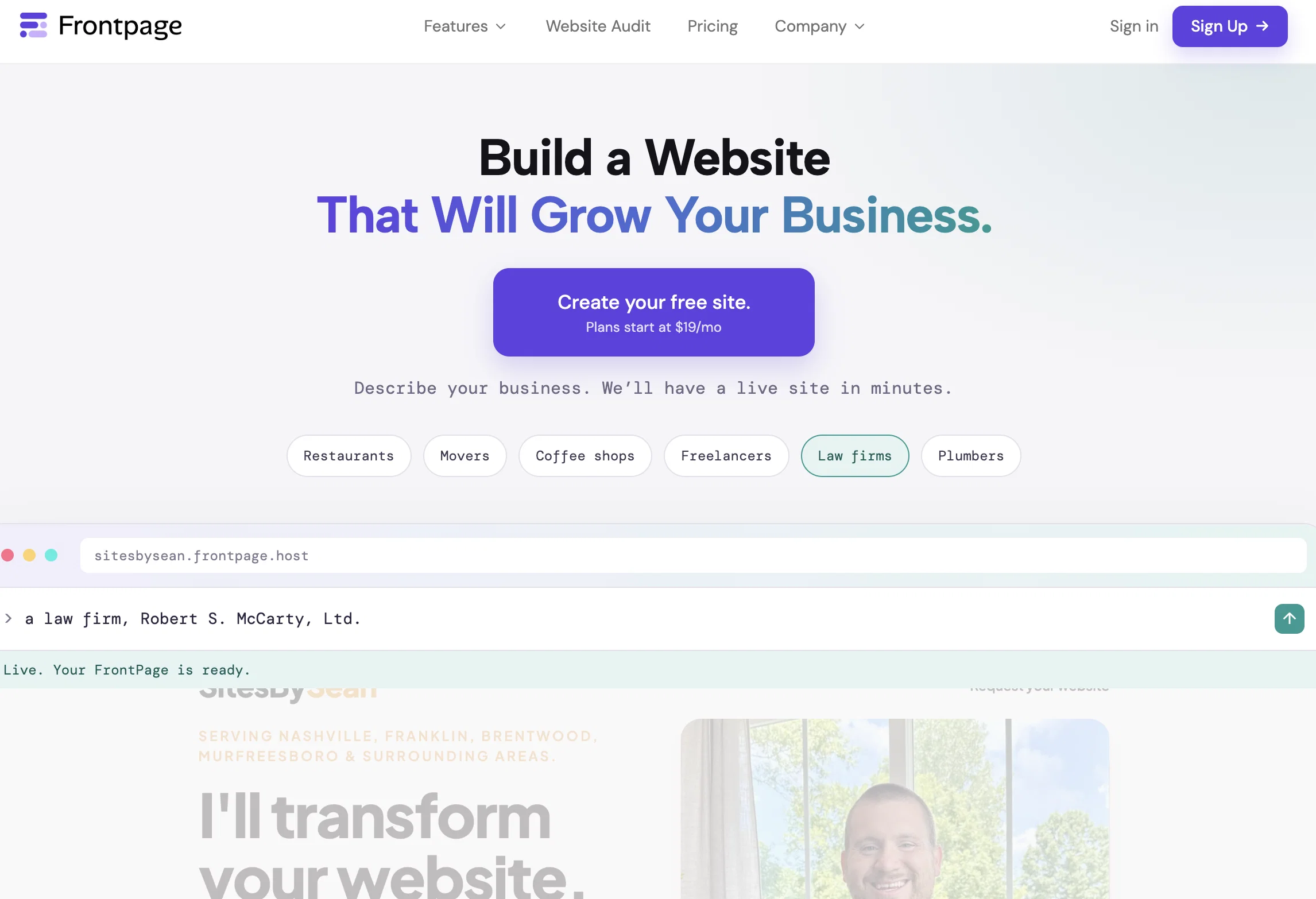 Frontpage website