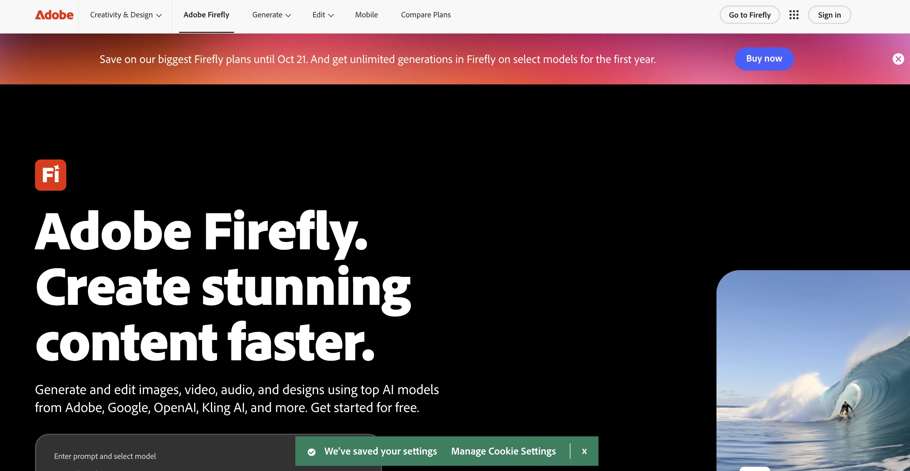 Adobe Firefly website