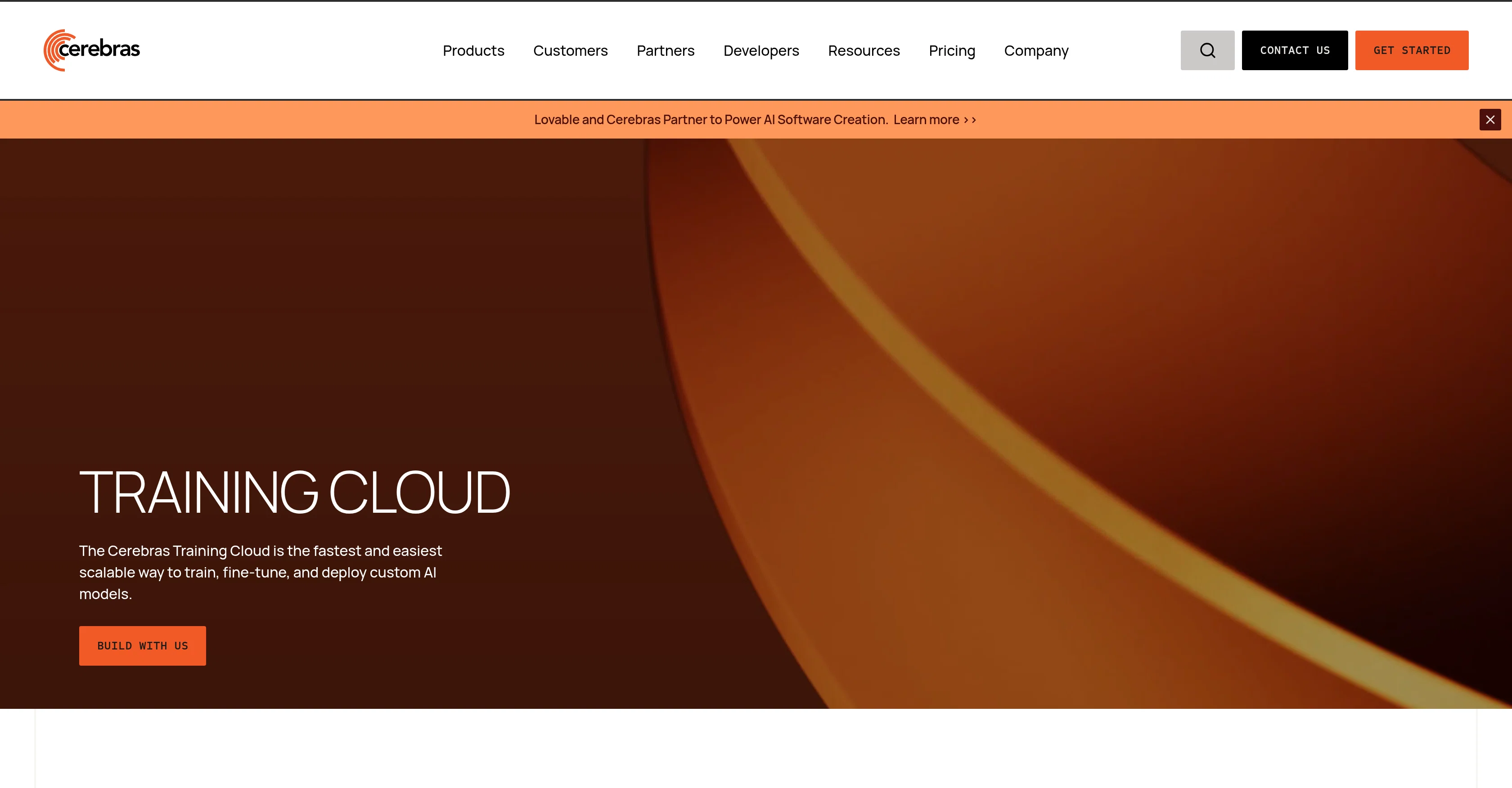 Cerebras Training Cloud website