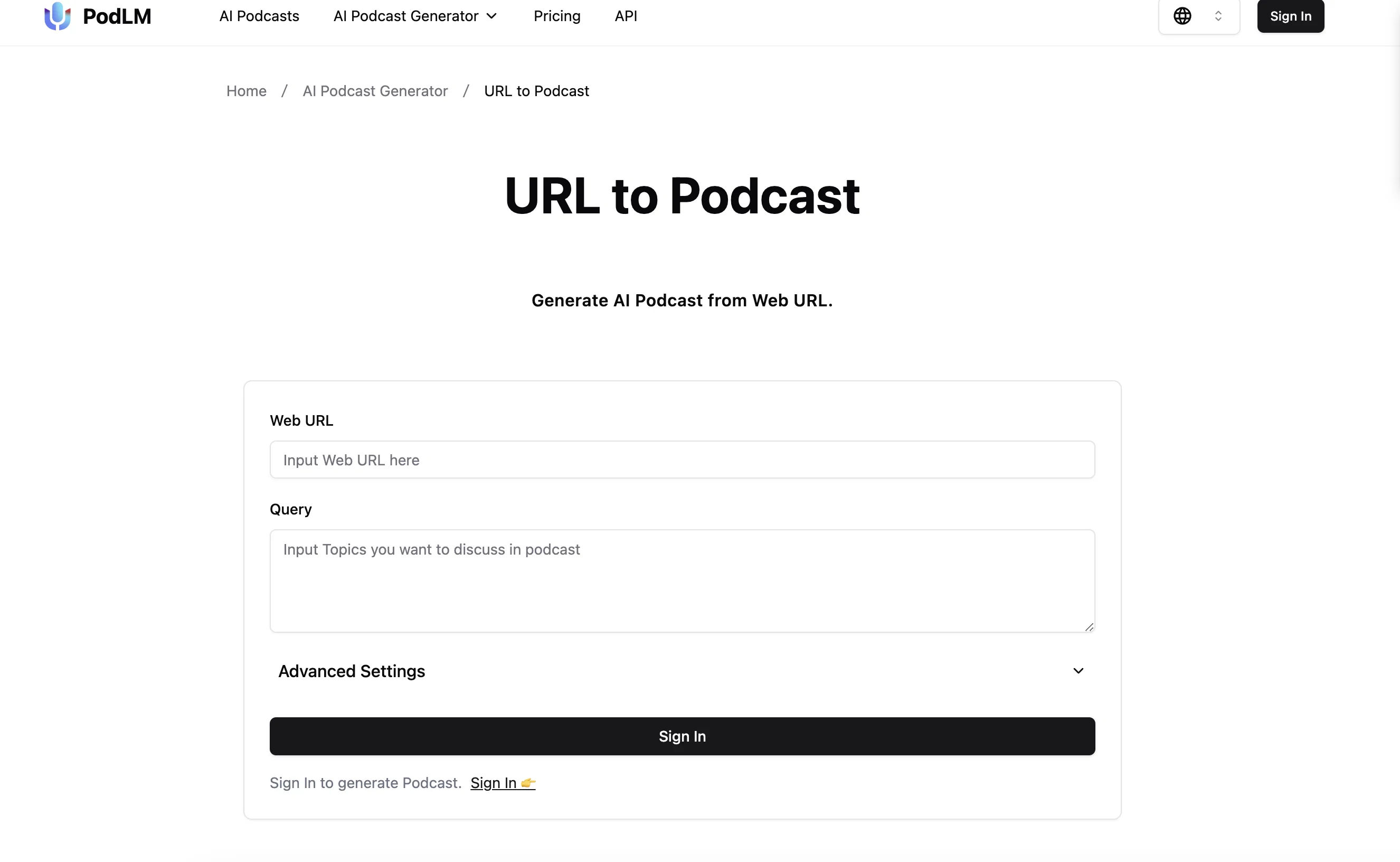 PodLM website
