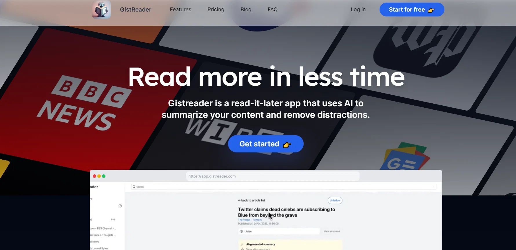 GistReader website
