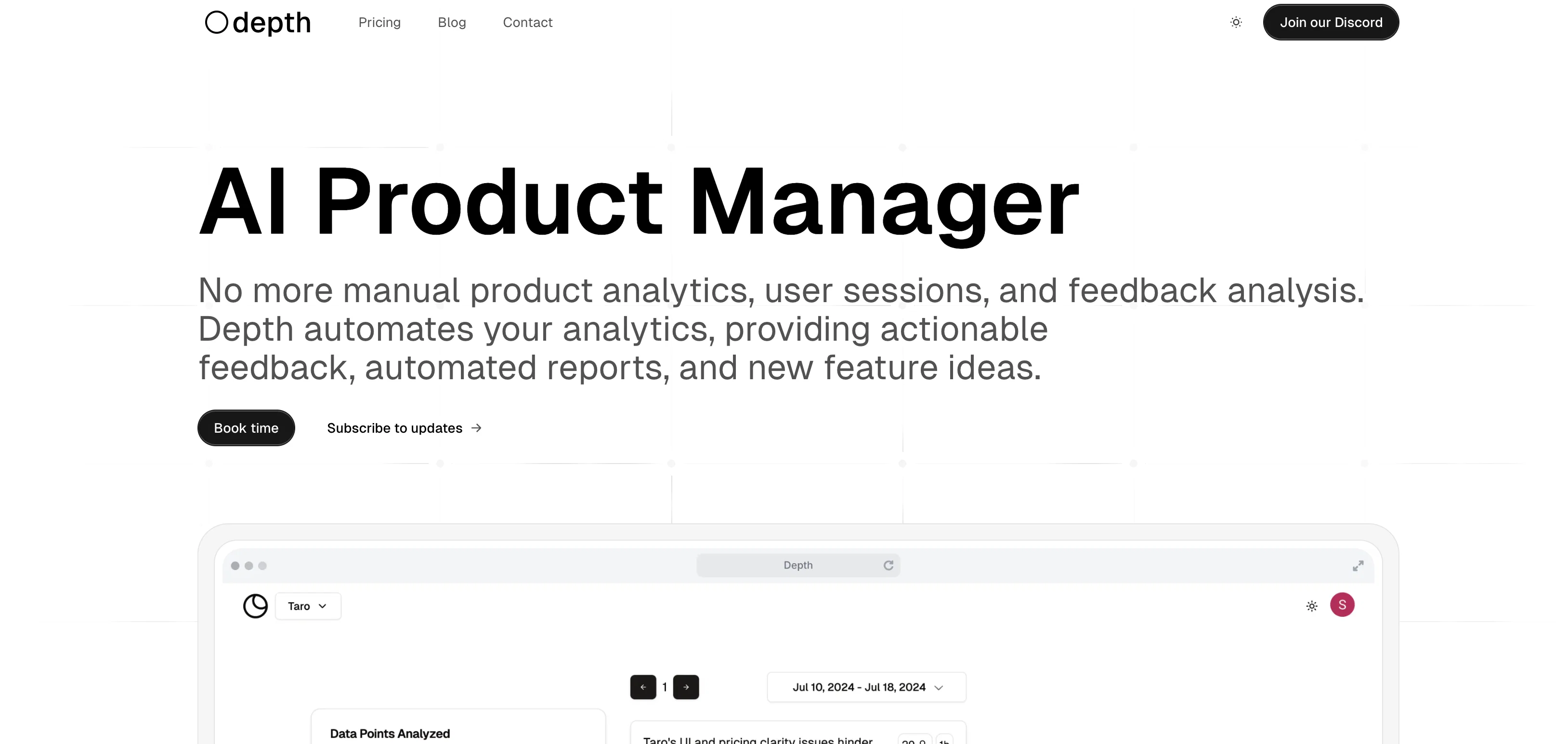 Depth - AI Product Manager website