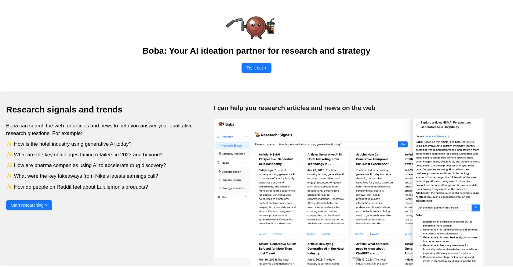 BobaAI website
