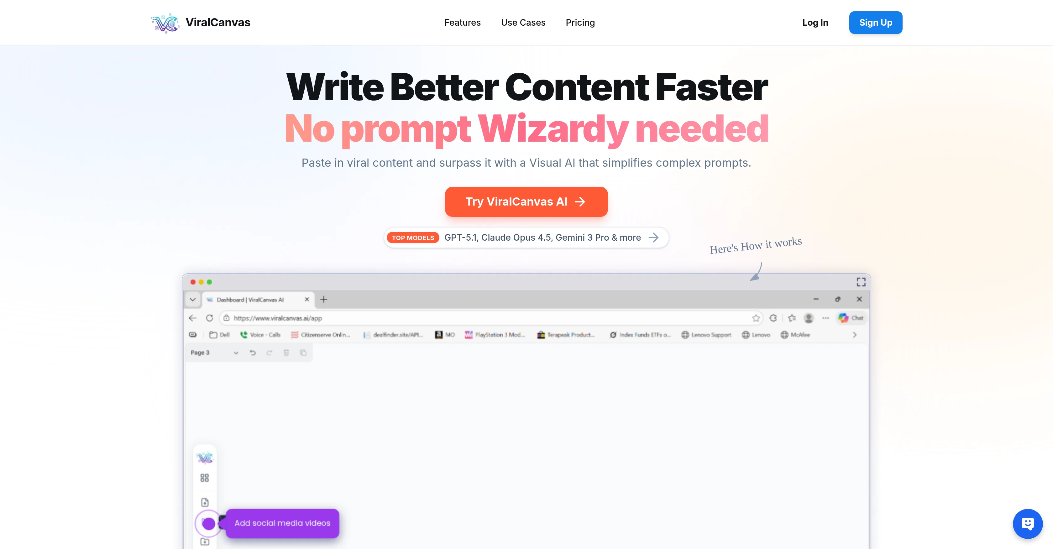 ViralCanvas.ai website
