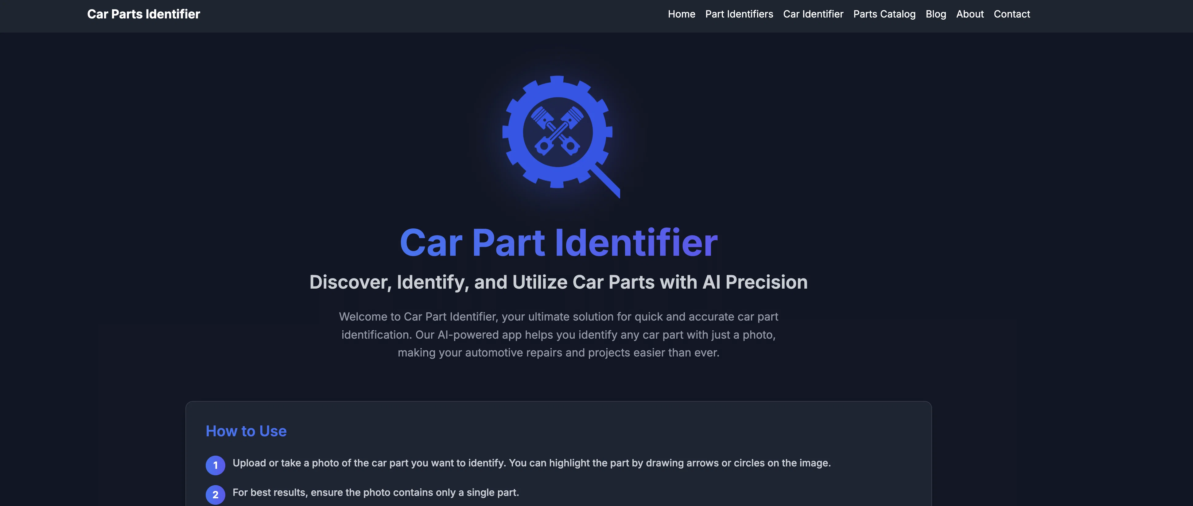 Car Part Identifier website