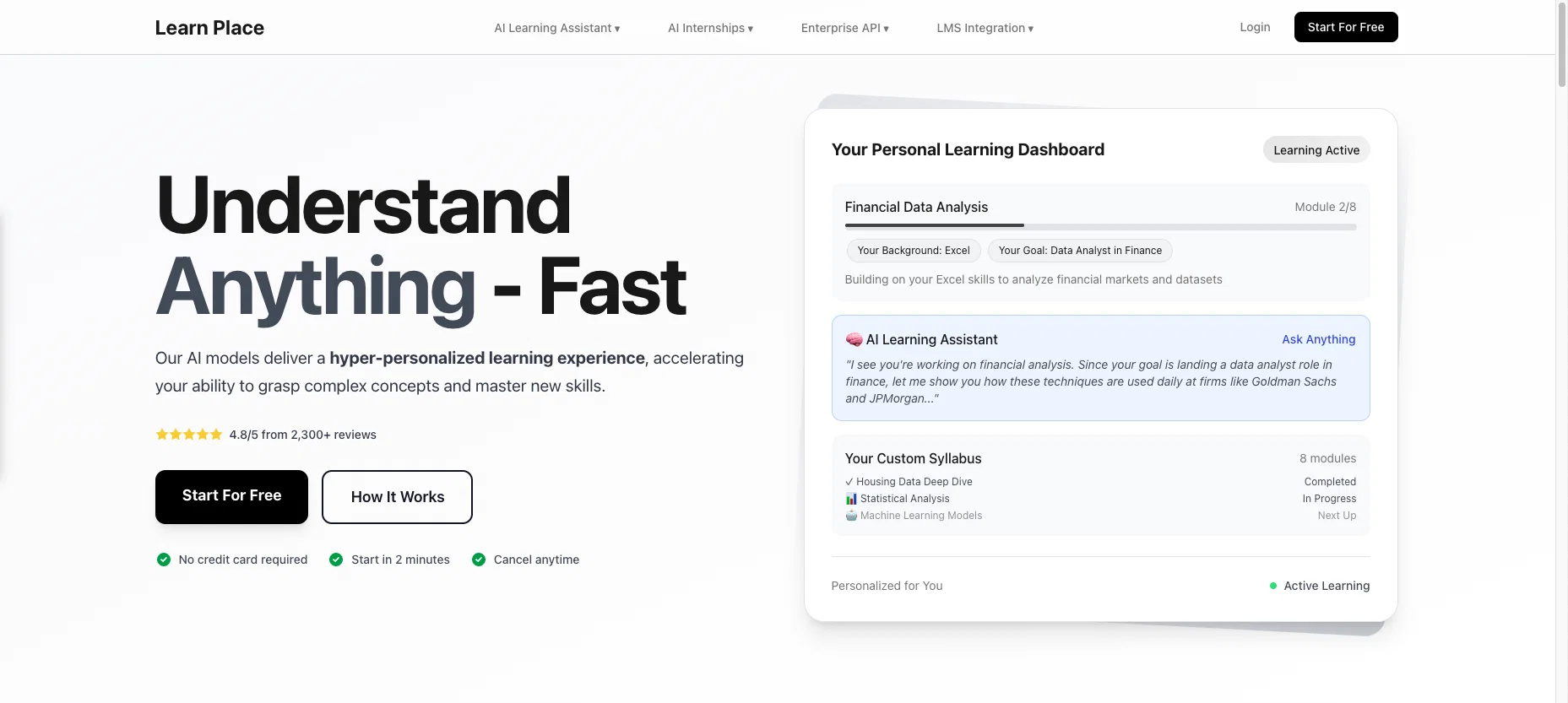 Learn Place AI Assistant website
