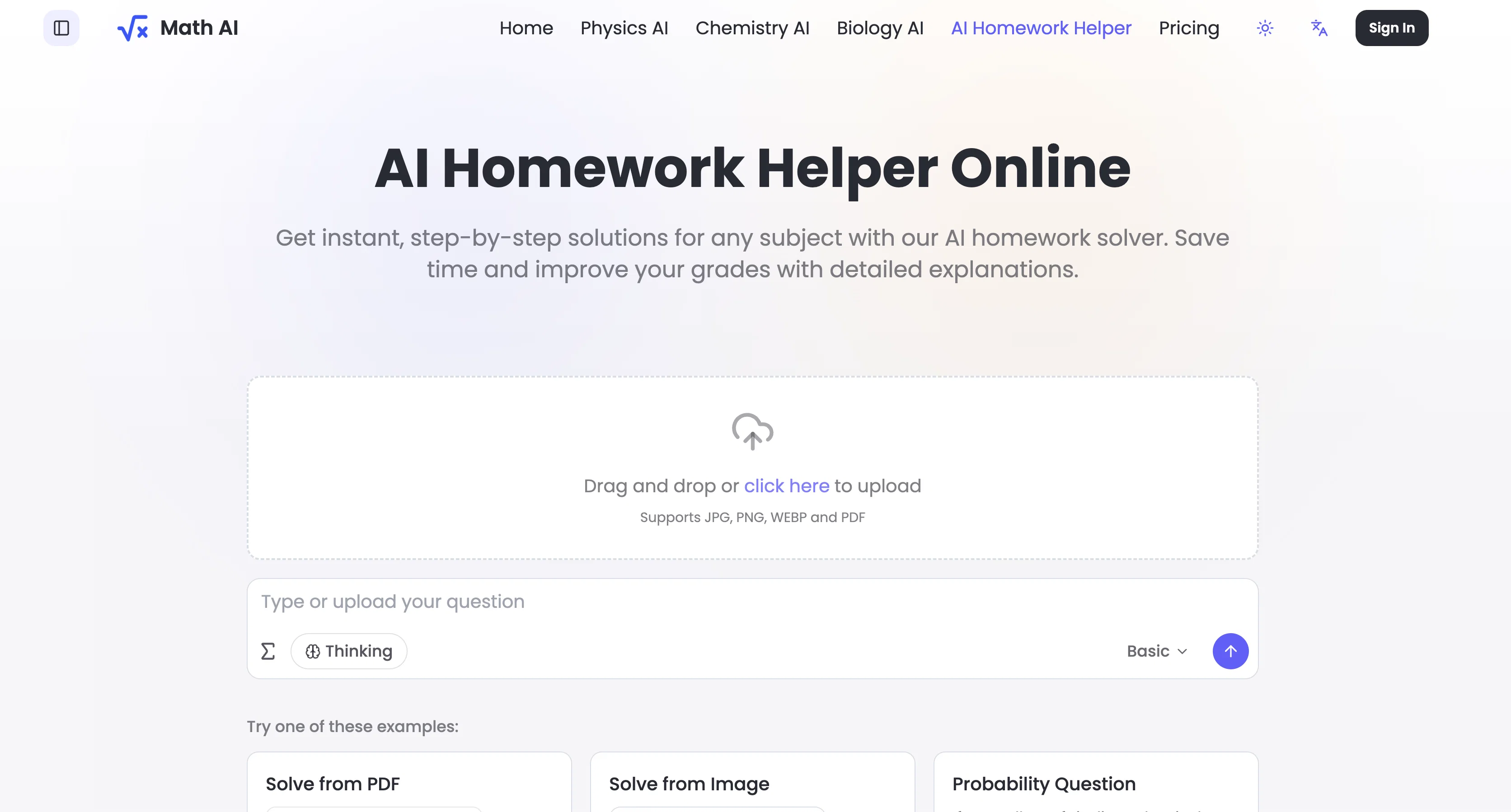 Math AI | Homework Helper website