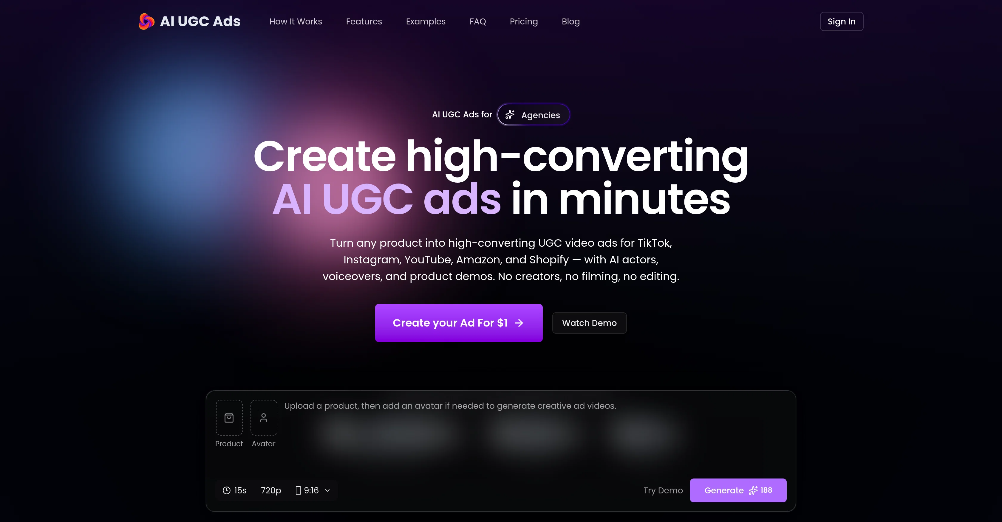 AI UGC Ads website