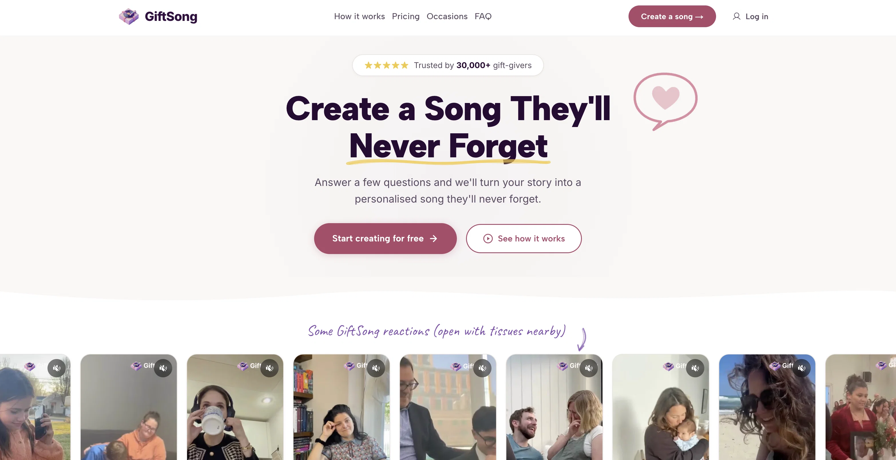 GiftSong website