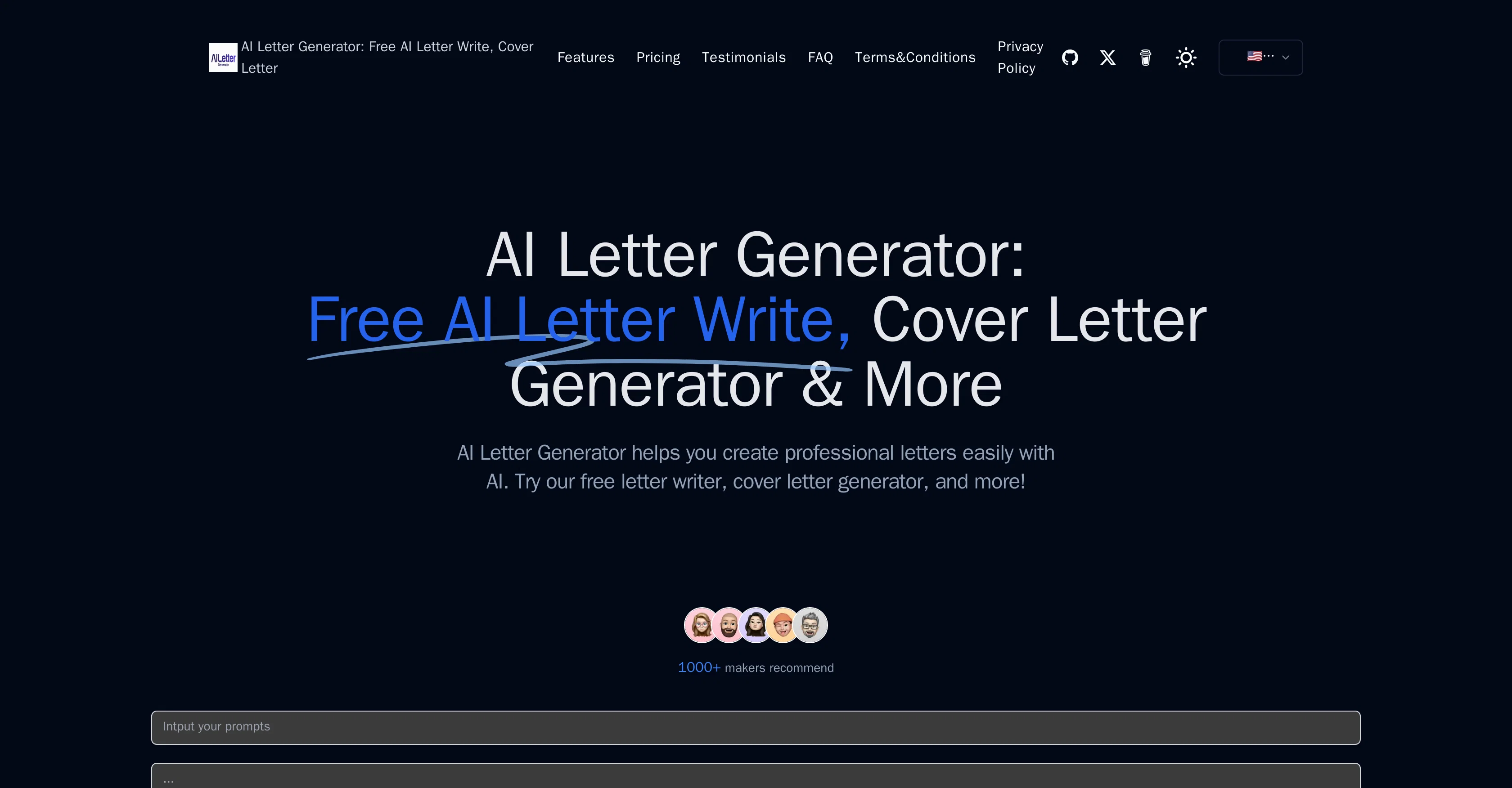 AI Letter Generator website