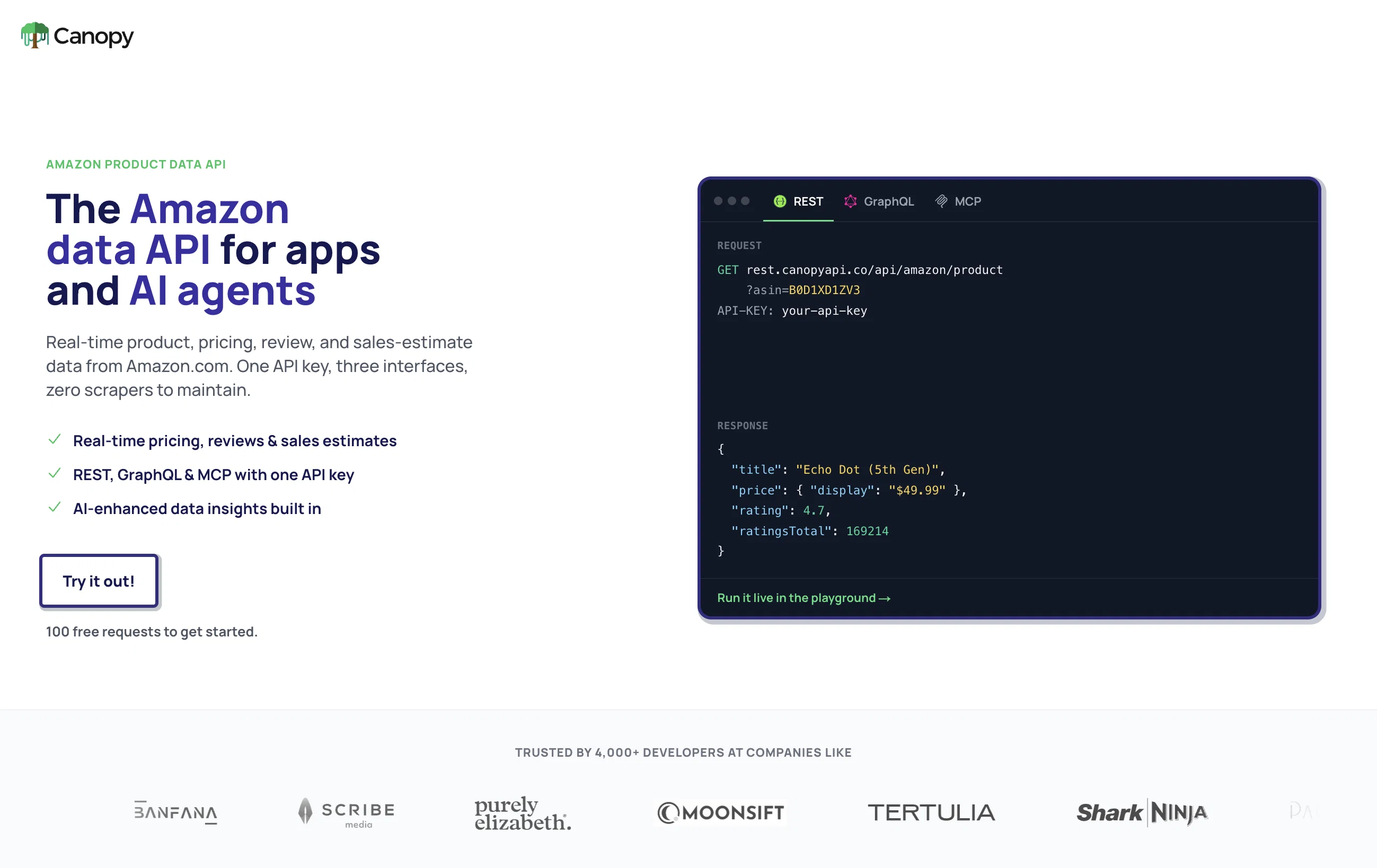 Canopy API website