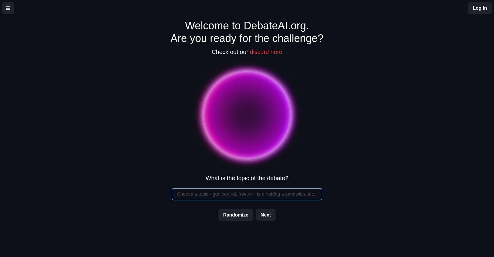 DebateAI website