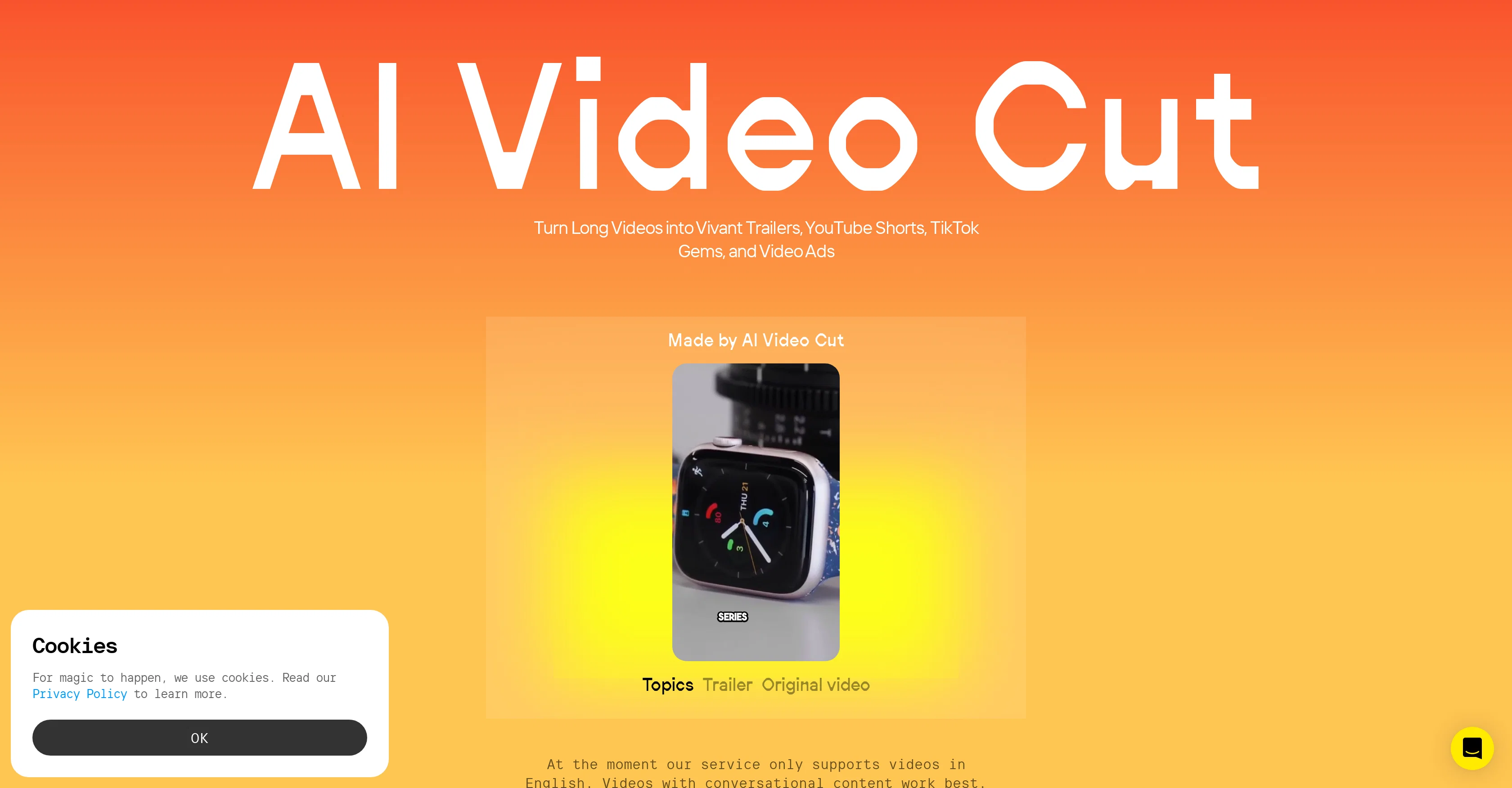 AI Video Cut website