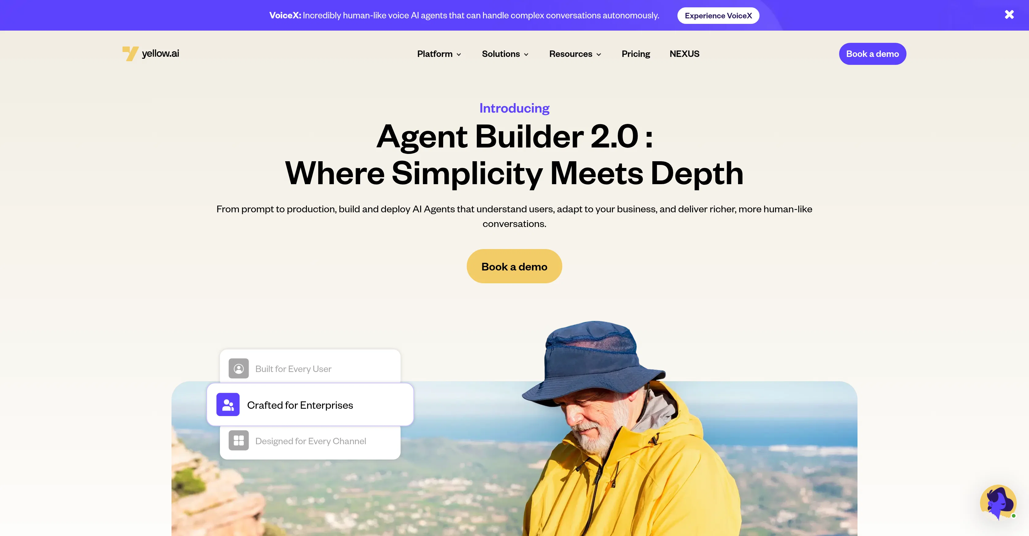 AI Agent Builder by Yellow website