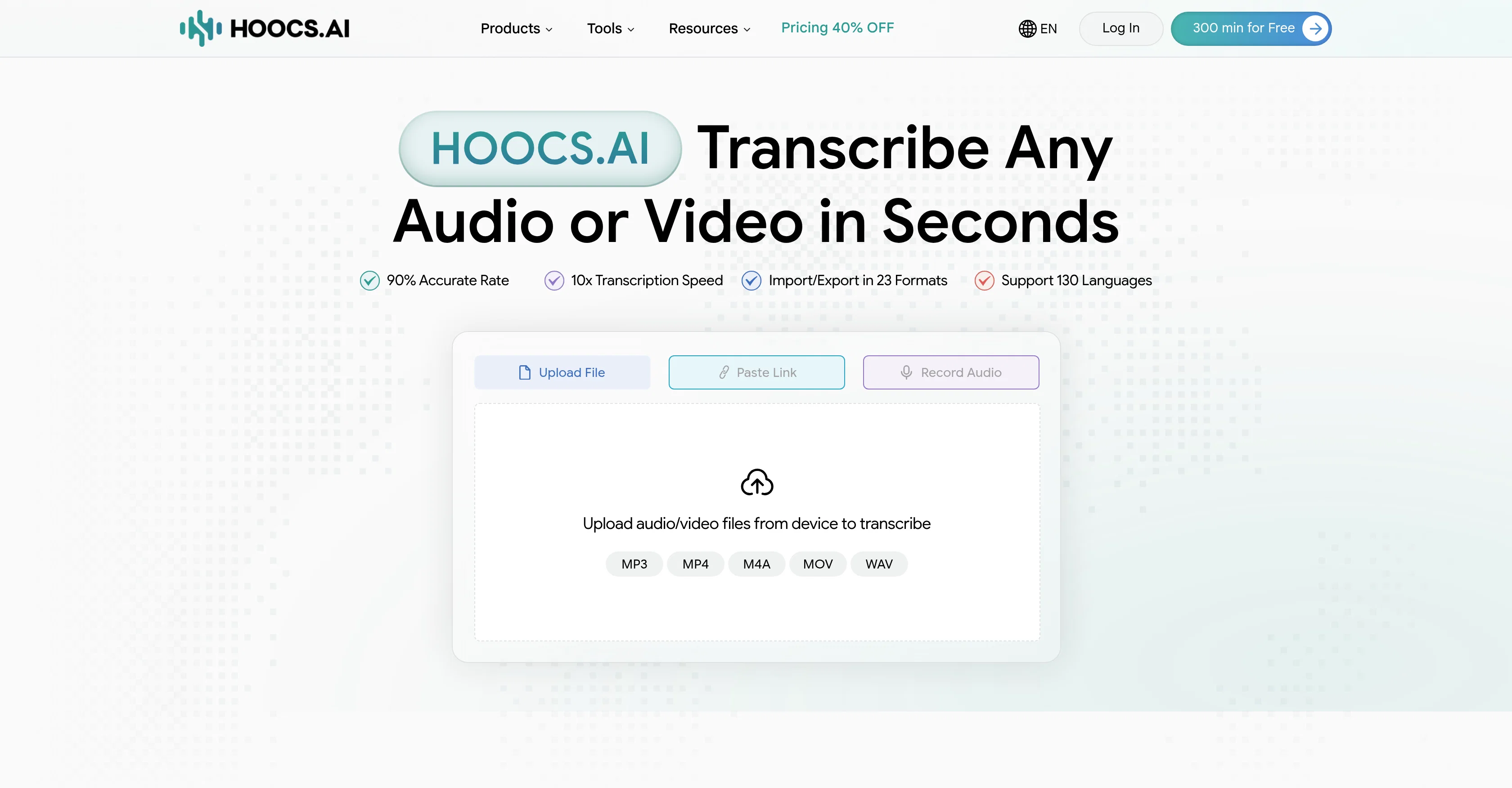 Hoocs AI website