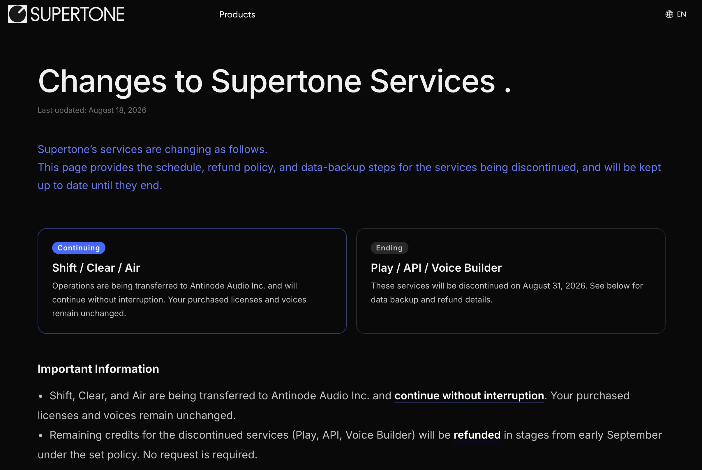 Supertone website
