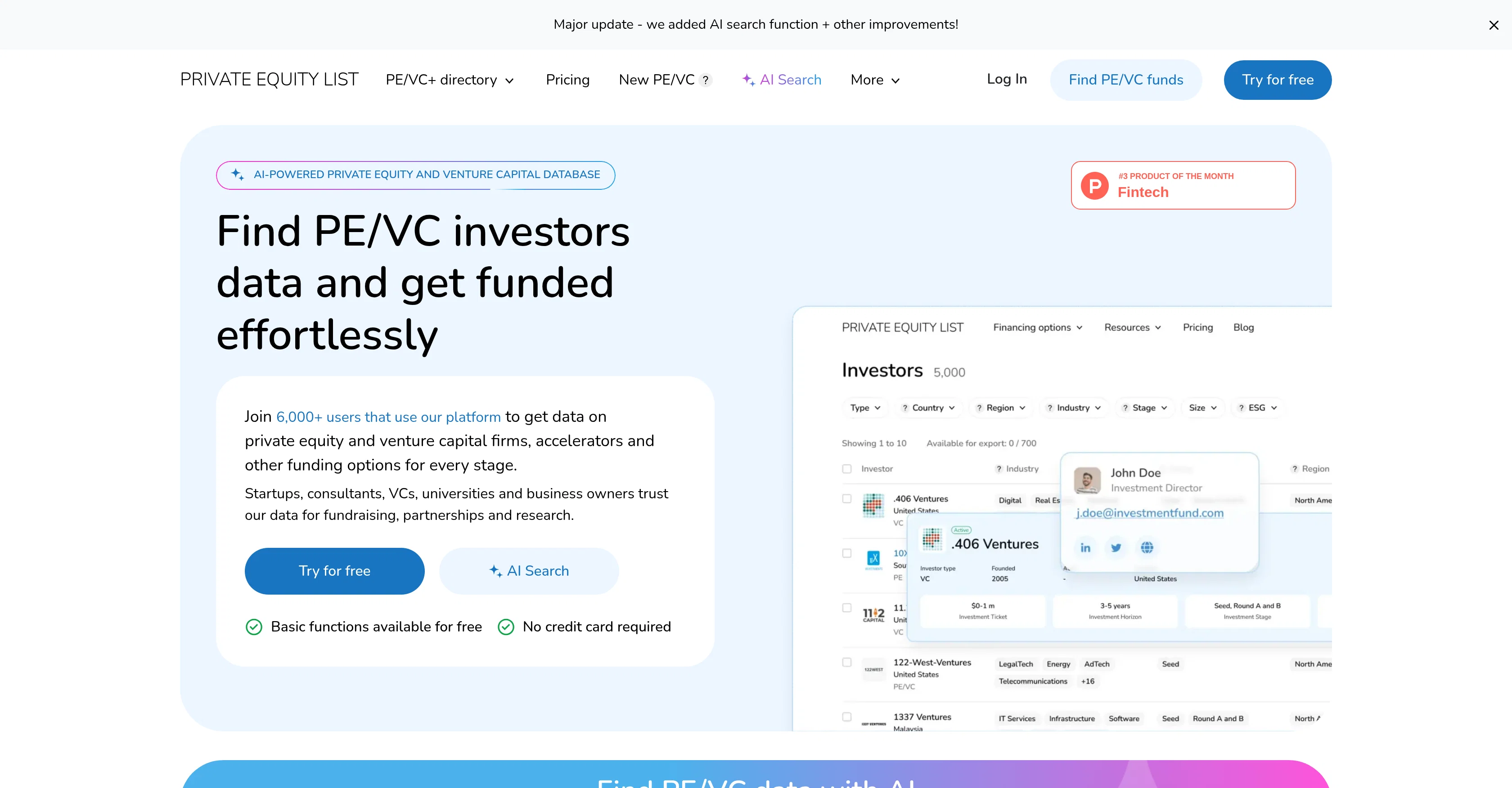Private Equity List website