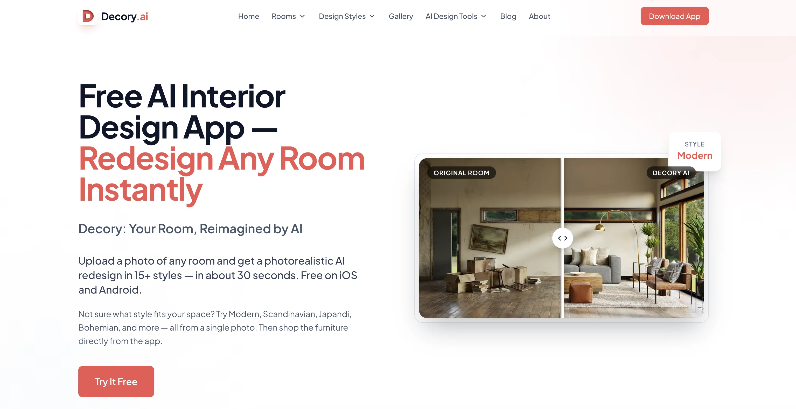 Decory AI website
